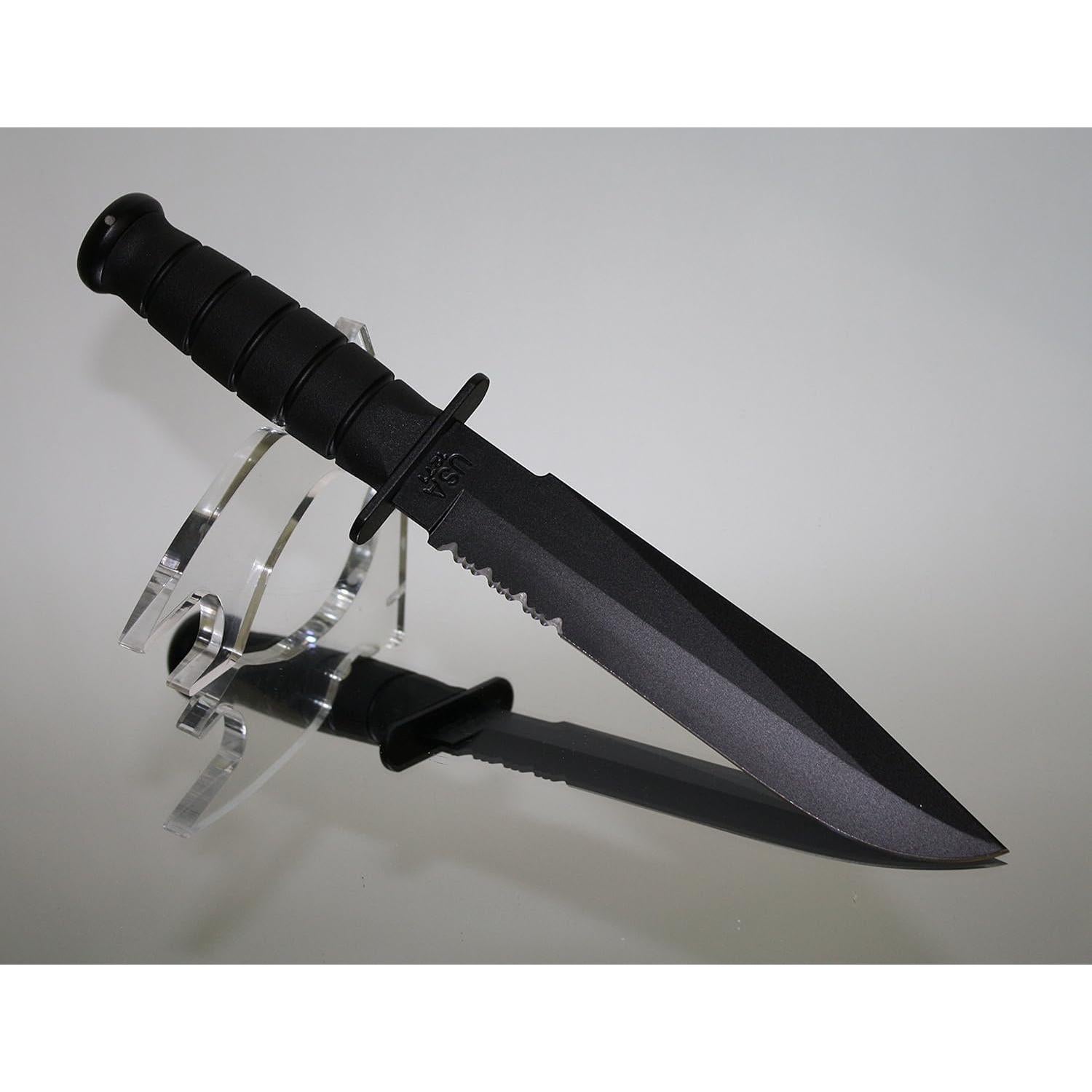 Cuchillo de Combate KA-BAR Luchador Negro Serrado 20.32 cm