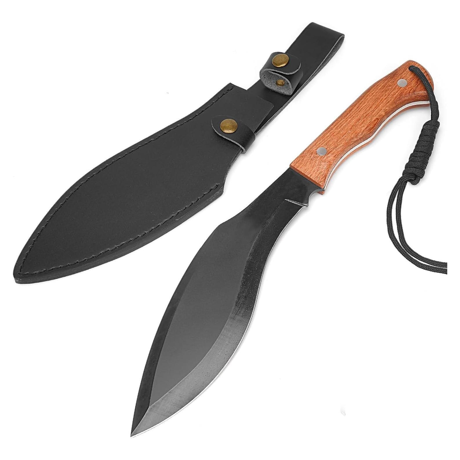 Cuchillo Kukri de Caza Hitdudu 38 cm con Funda de Cuero