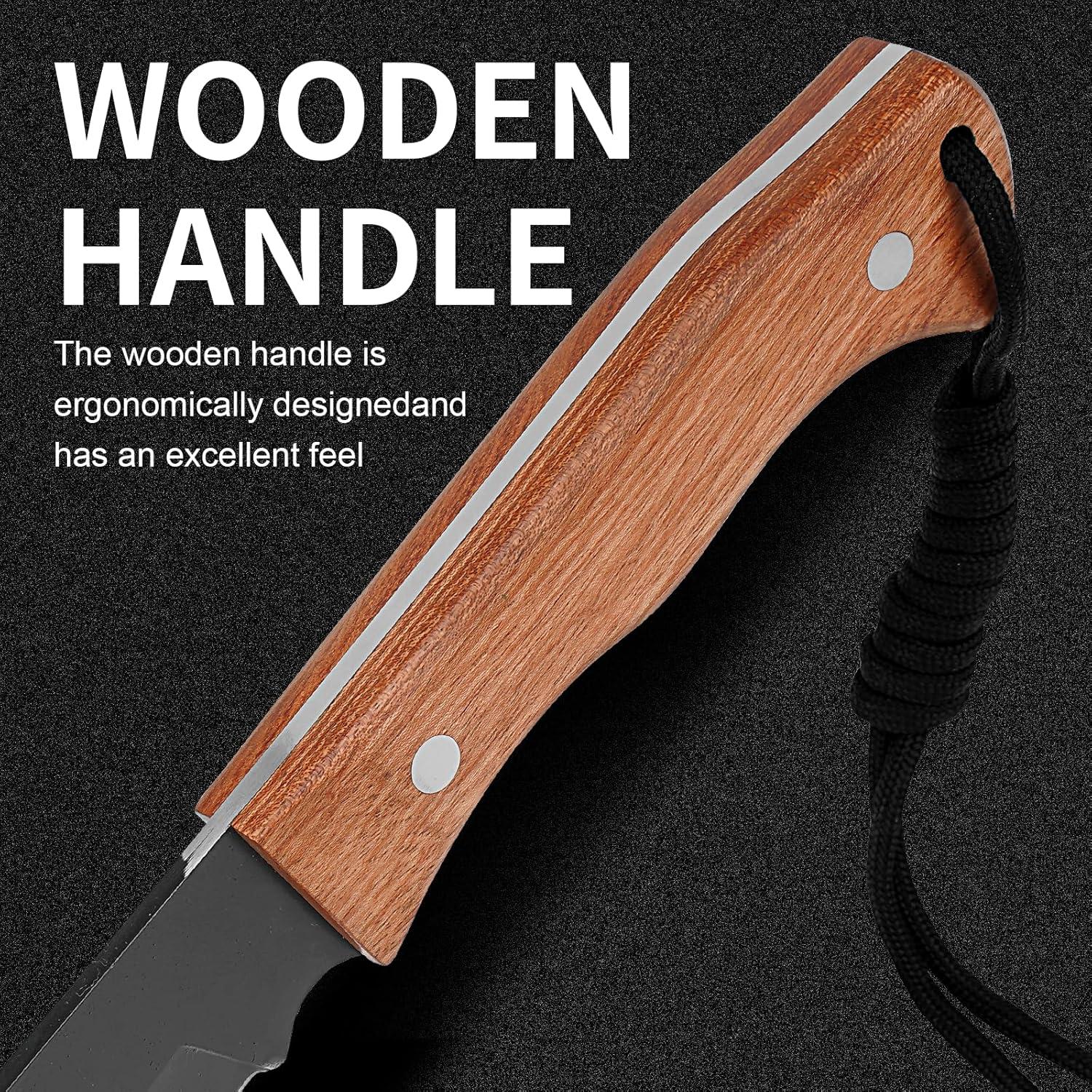 Cuchillo Kukri de Caza Hitdudu 38 cm con Funda de Cuero