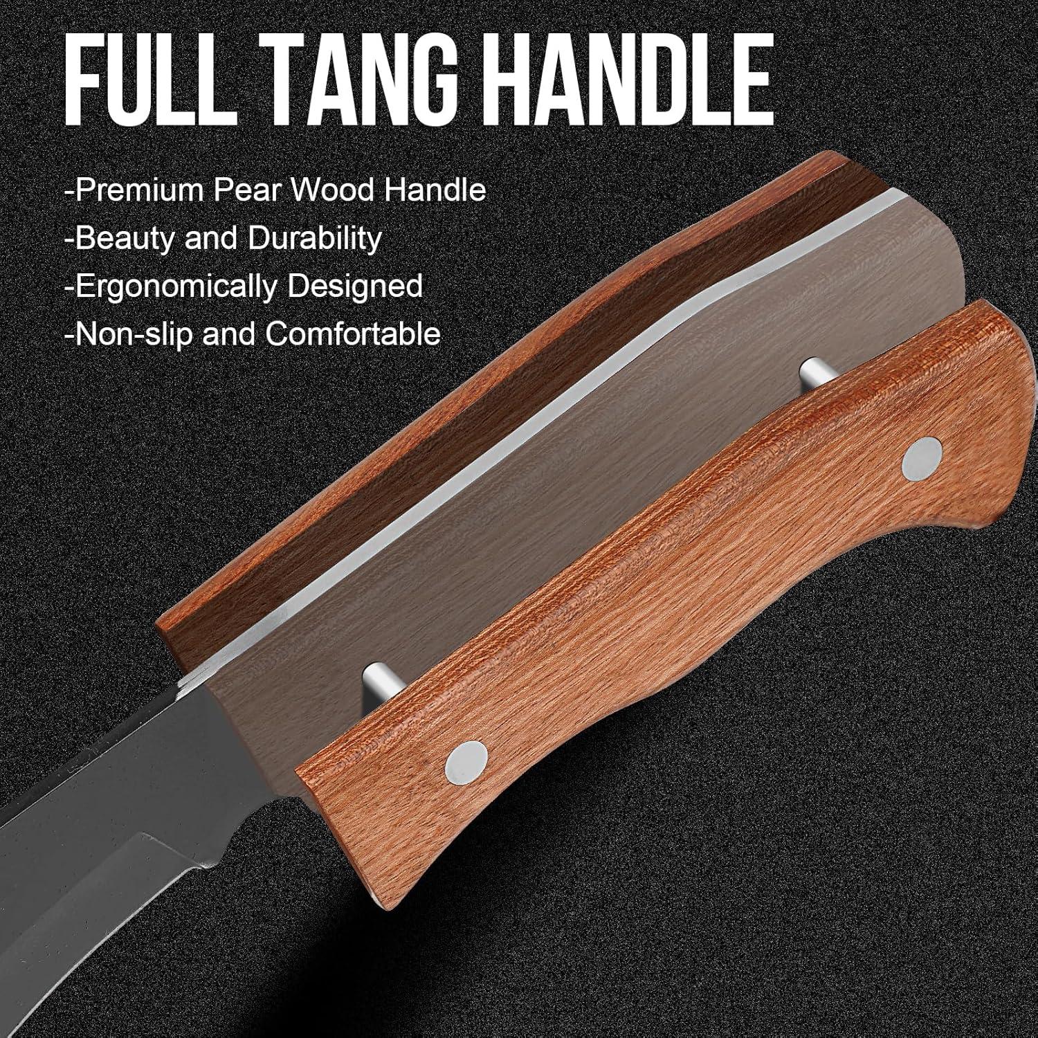 Cuchillo Kukri de Caza Hitdudu 38 cm con Funda de Cuero