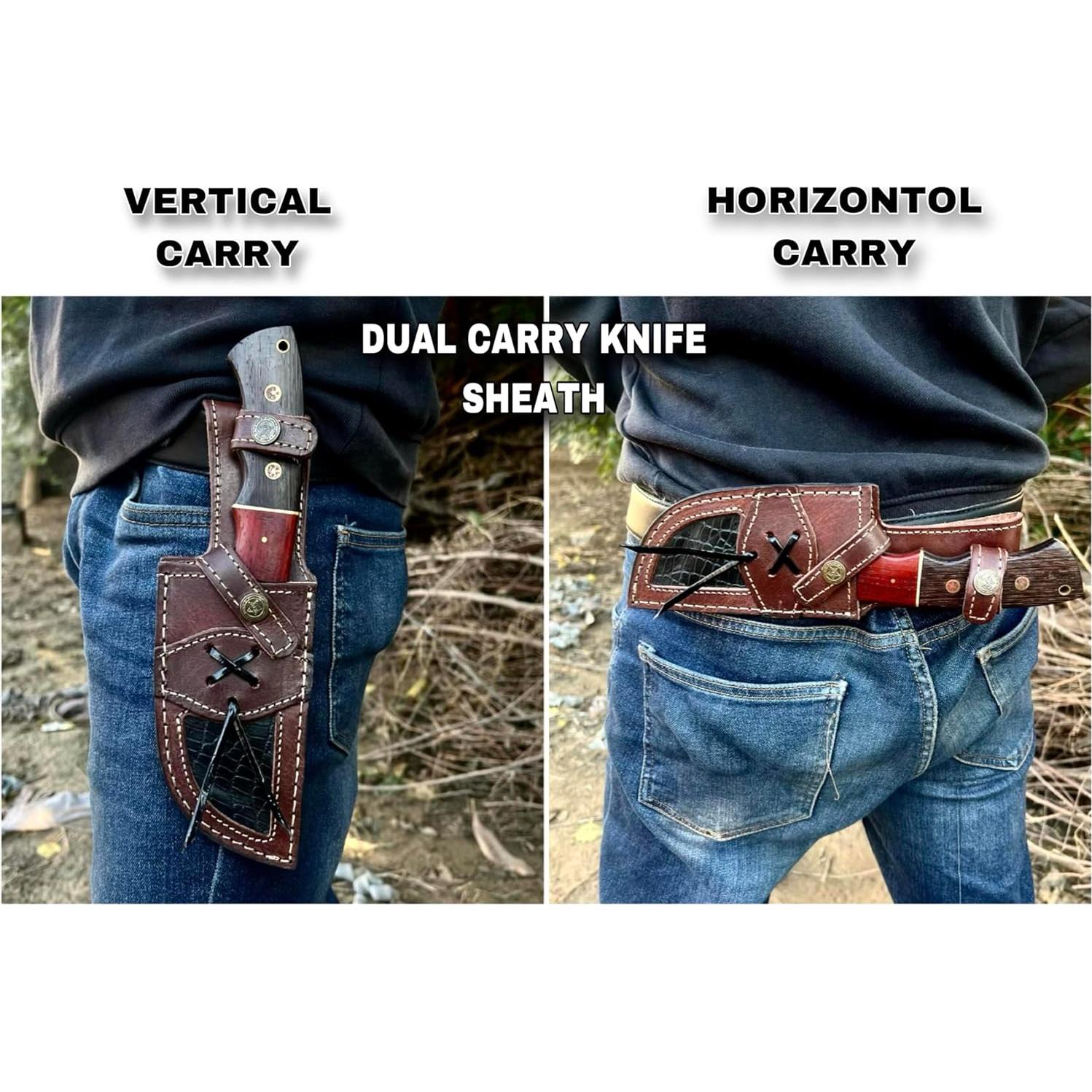 Cuchillo de Caza Bushcraft Tracker Damasco 25.4 cm con Funda