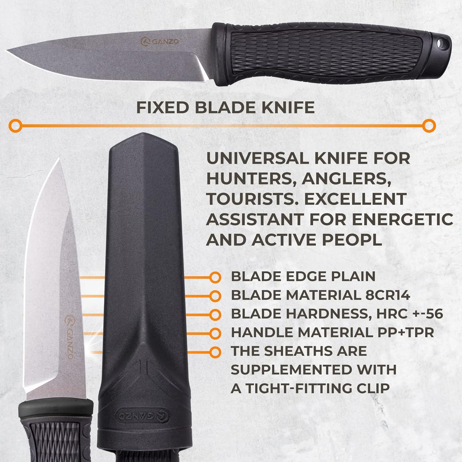 Cuchillo Ganzo G806-BK Hoja Fija Acero Inoxidable 9.8 cm