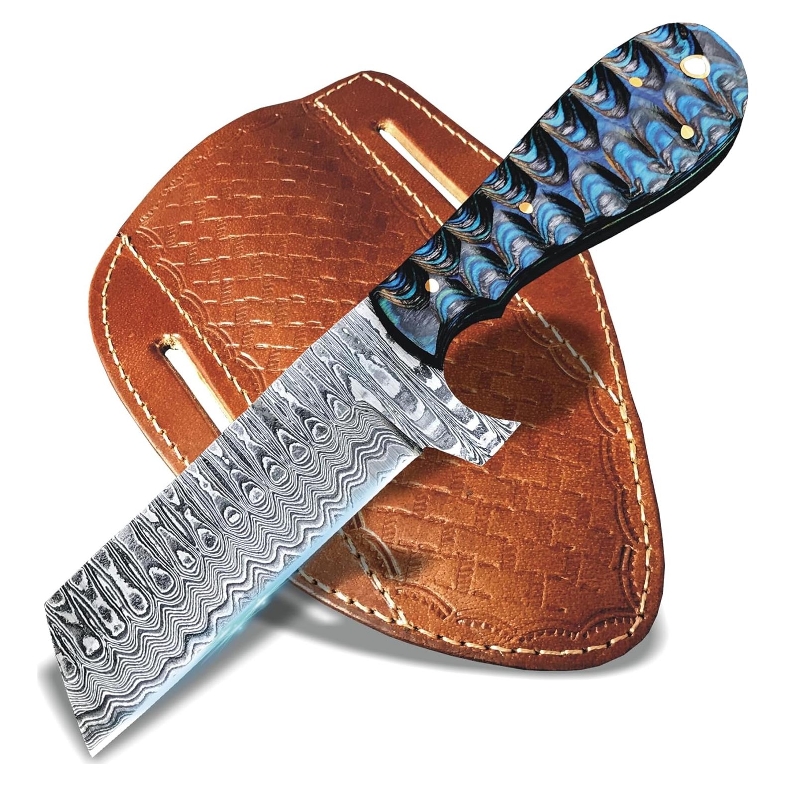 Cuchillo de Caza HUNTLUX de Acero Damasco 20.32 cm Mango Madera