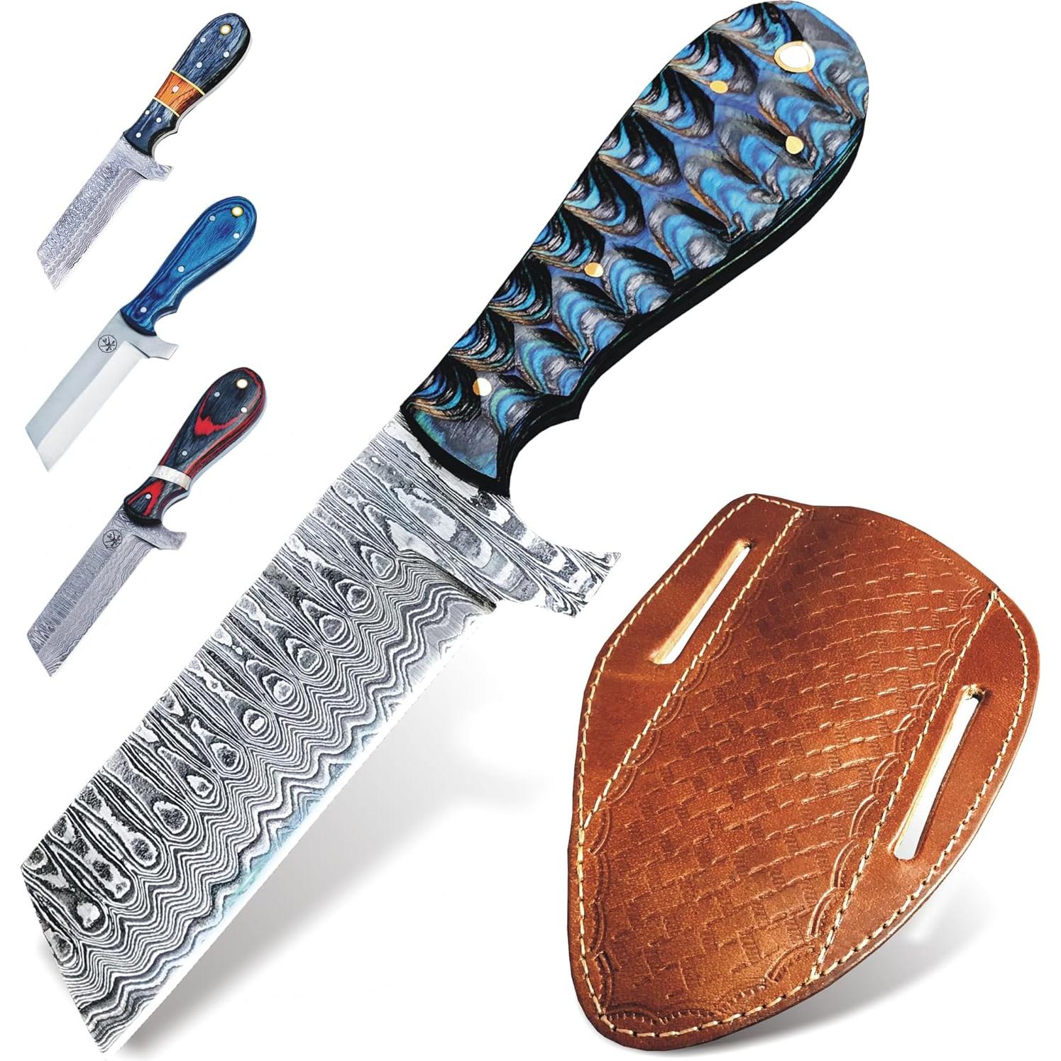 Cuchillo de Caza HUNTLUX de Acero Damasco 20.32 cm Mango Madera