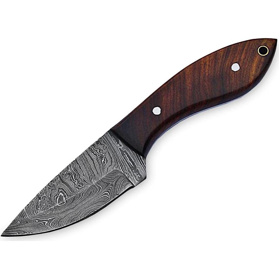 Cuchillo de Caza MMA Damasco 20.32 cm con Funda de Cuero