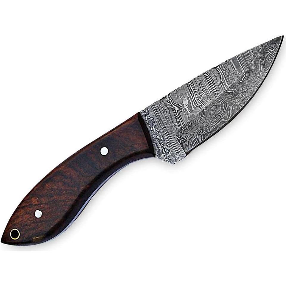 Cuchillo de Caza MMA Damasco 20.32 cm con Funda de Cuero