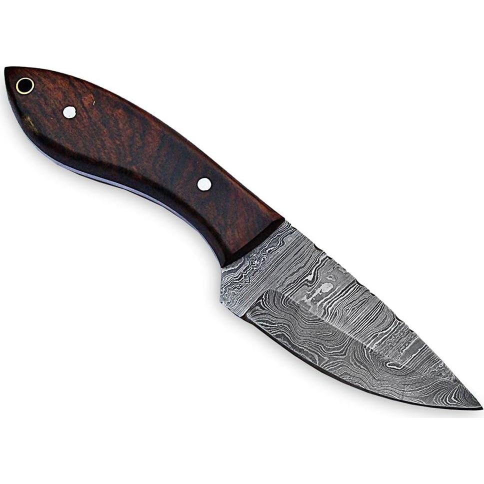 Cuchillo de Caza MMA Damasco 20.32 cm con Funda de Cuero