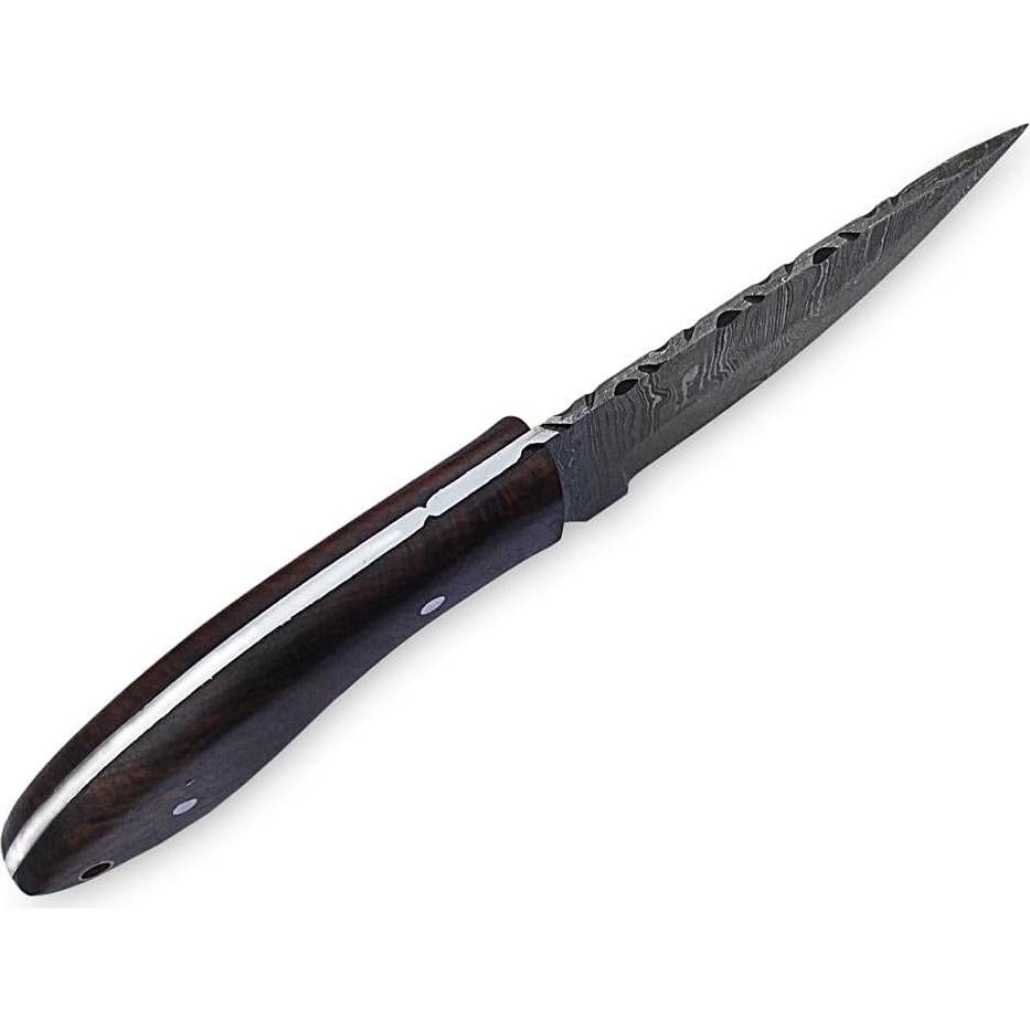 Cuchillo de Caza MMA Damasco 20.32 cm con Funda de Cuero