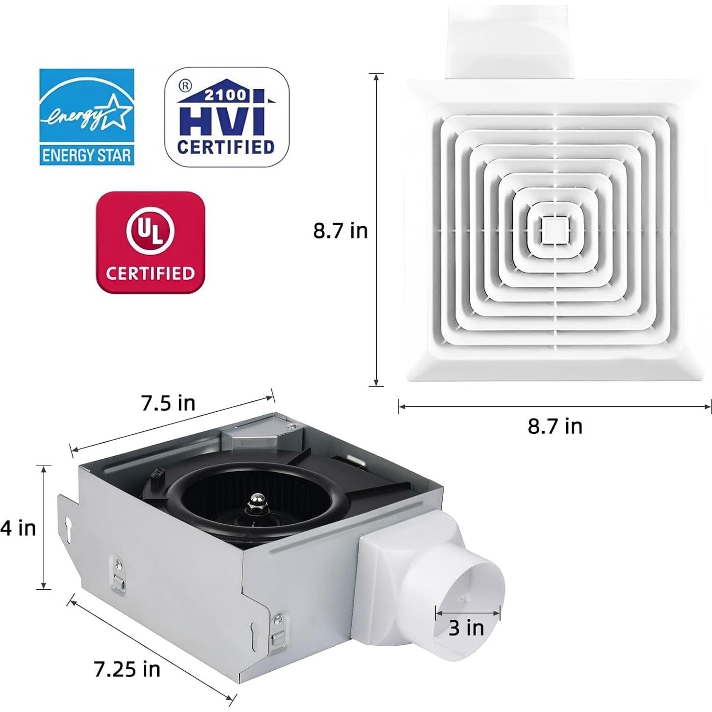 Ventilador Extractor de Baño VENTECHLATION 50CFM Silencioso