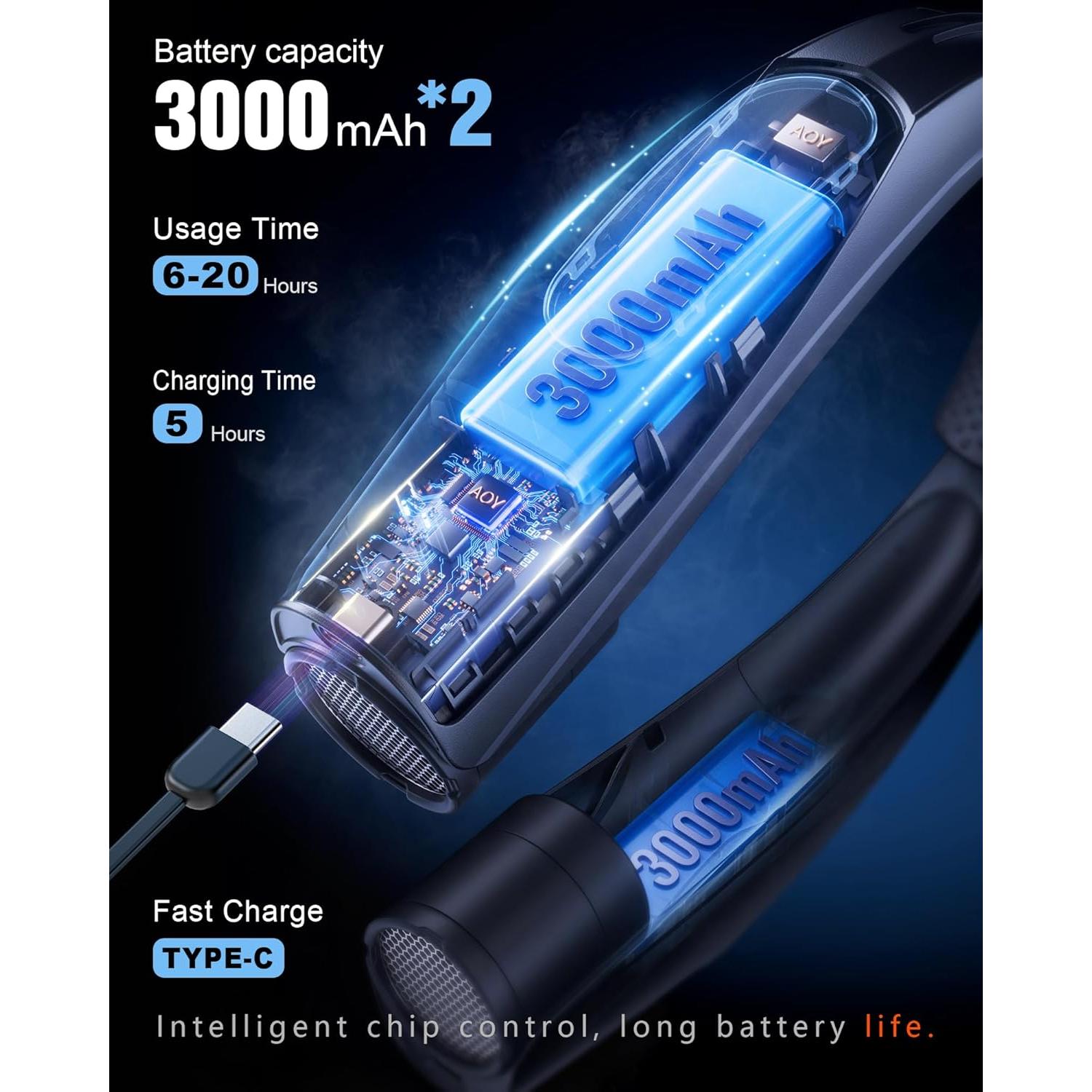 Ventilador de Cuello Portátil ZEEFO Q11 - 6 Velocidades, 6000mAh