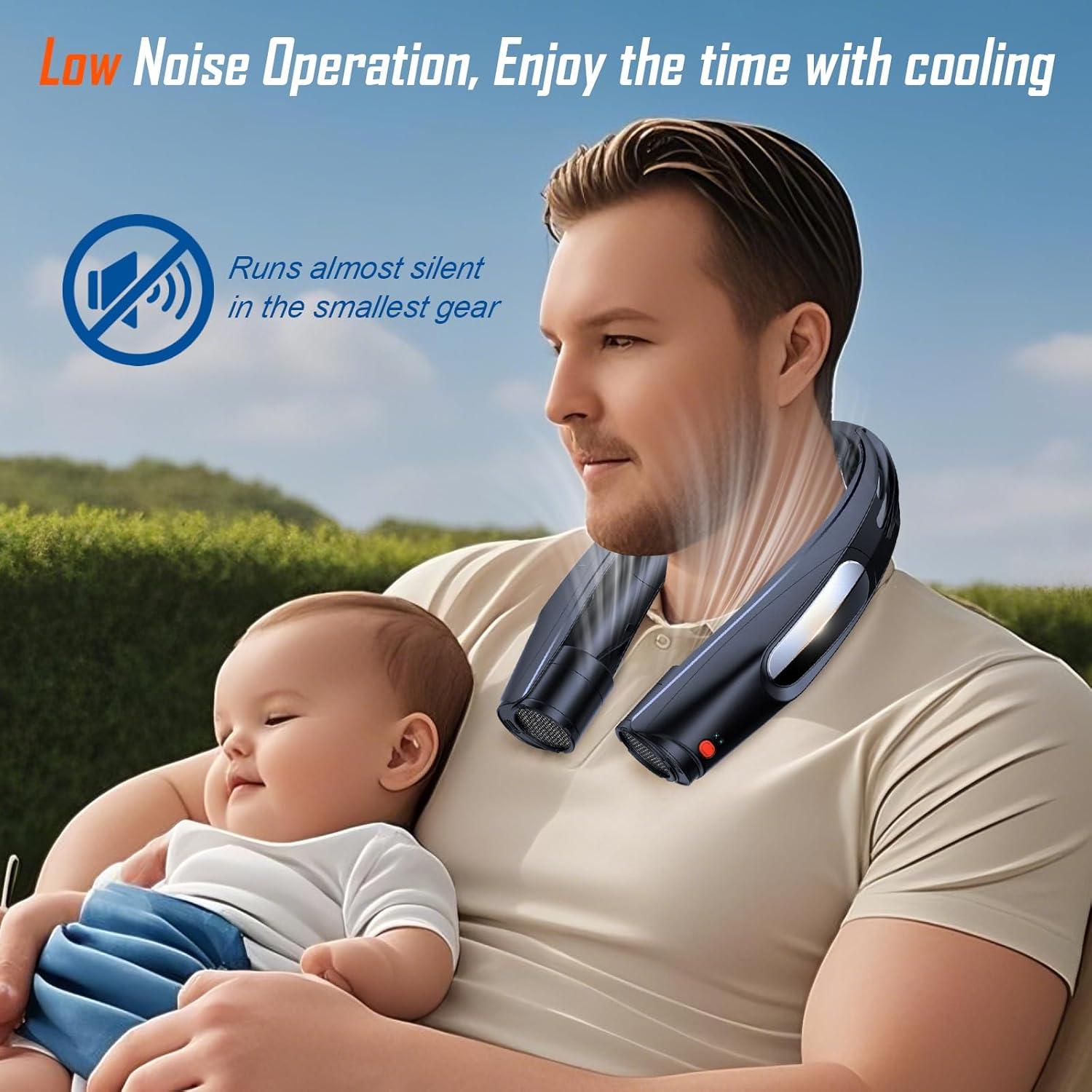 Ventilador de Cuello Portátil ZEEFO Q11 - 6 Velocidades, 6000mAh