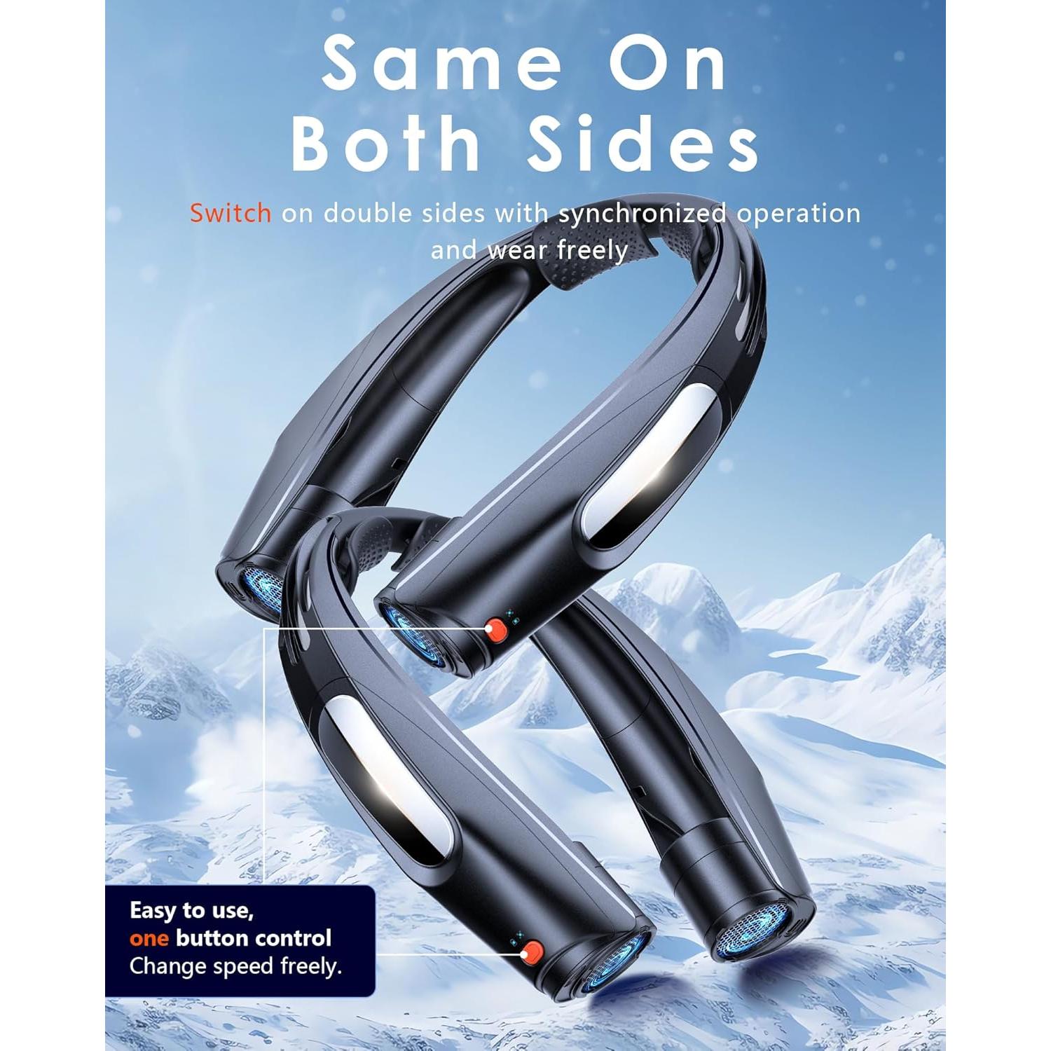 Ventilador de Cuello Portátil ZEEFO Q11 - 6 Velocidades, 6000mAh