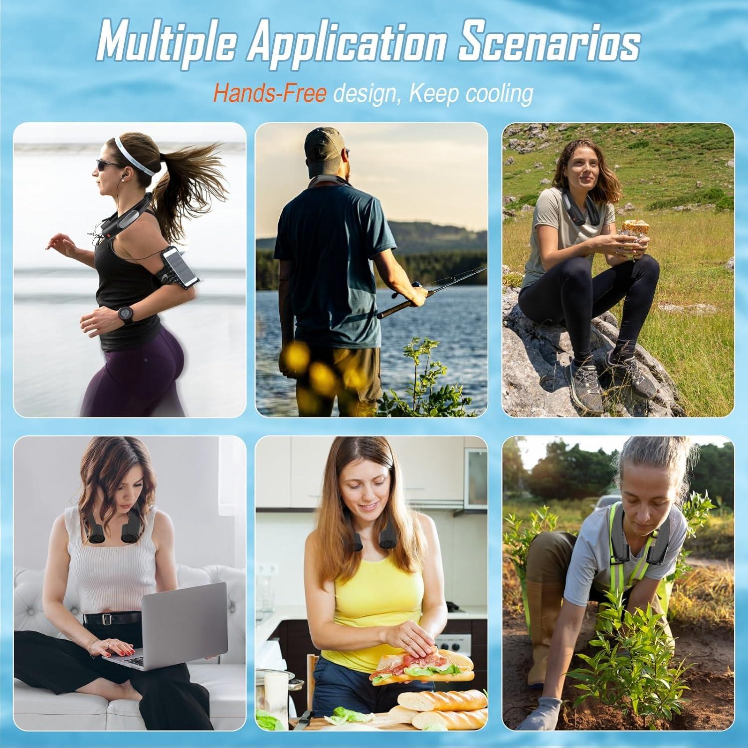 Ventilador de Cuello Portátil ZEEFO Q11 - 6 Velocidades, 6000mAh