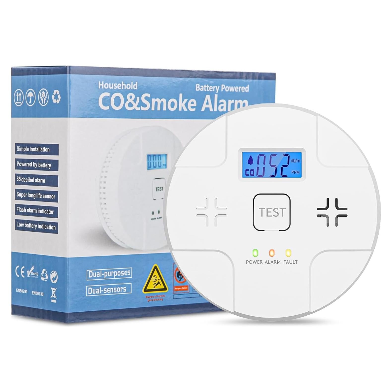 Alarma Combinada de Humo y Monóxido ARIKON 85 dB LCD