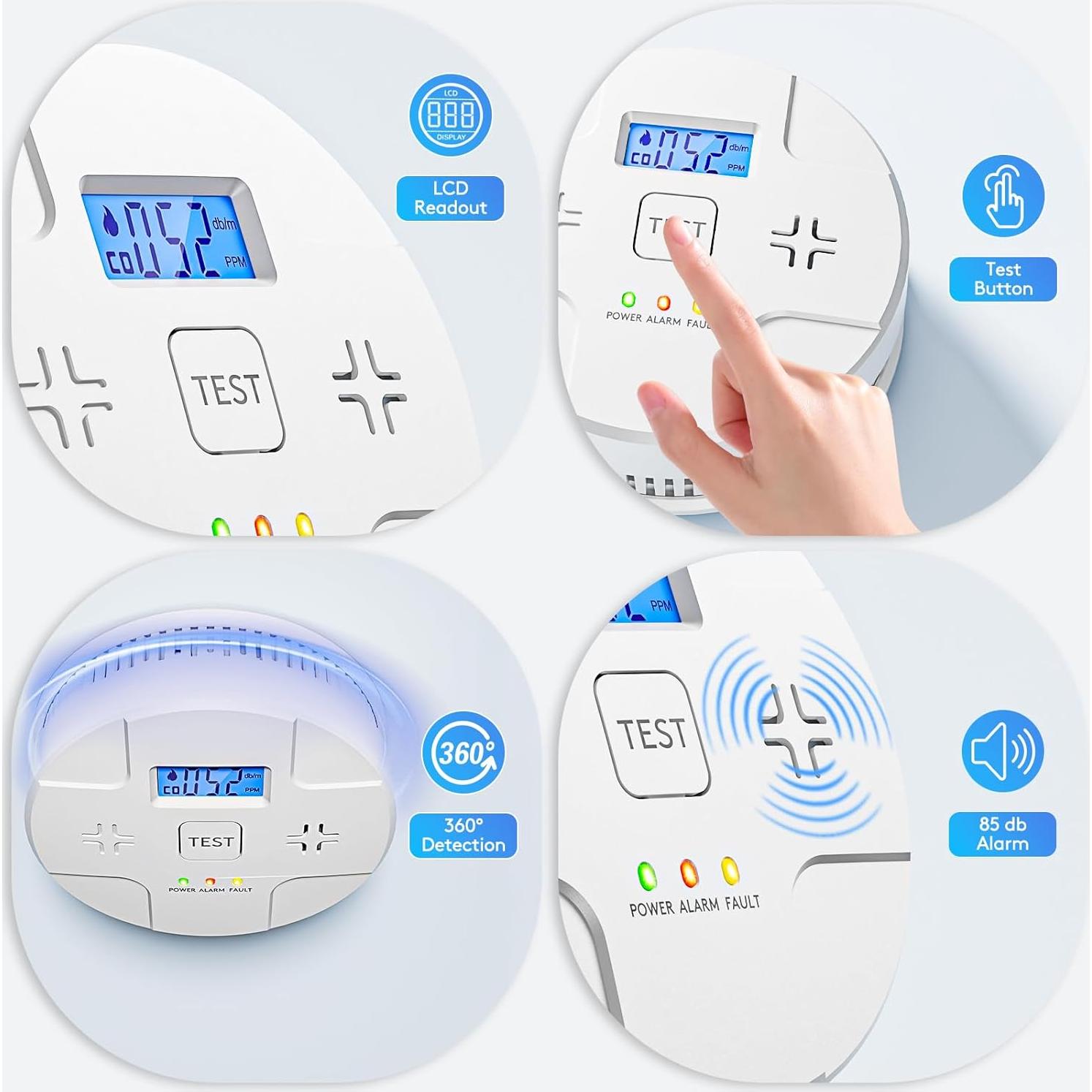 Alarma Combinada de Humo y Monóxido ARIKON 85 dB LCD