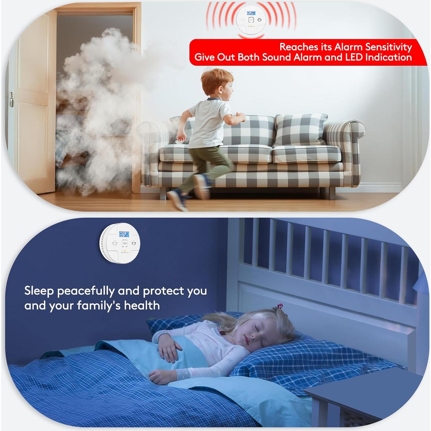 Alarma Combinada de Humo y Monóxido ARIKON 85 dB LCD