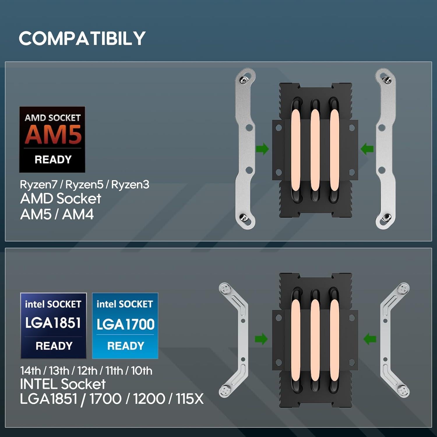 Enfriador de CPU Vetroo V3 ARGB 133mm para AMD e Intel