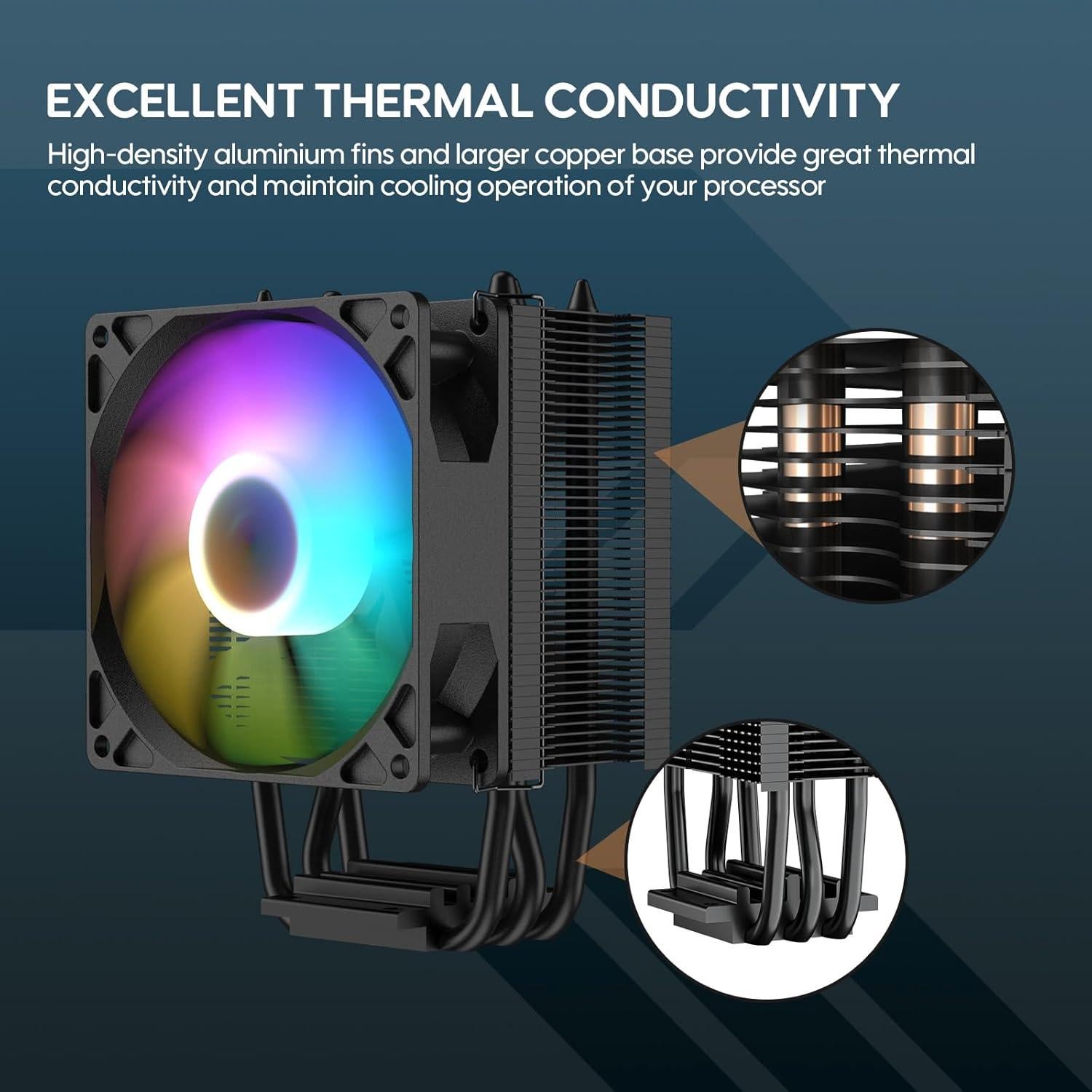 Enfriador de CPU Vetroo V3 ARGB 133mm para AMD e Intel