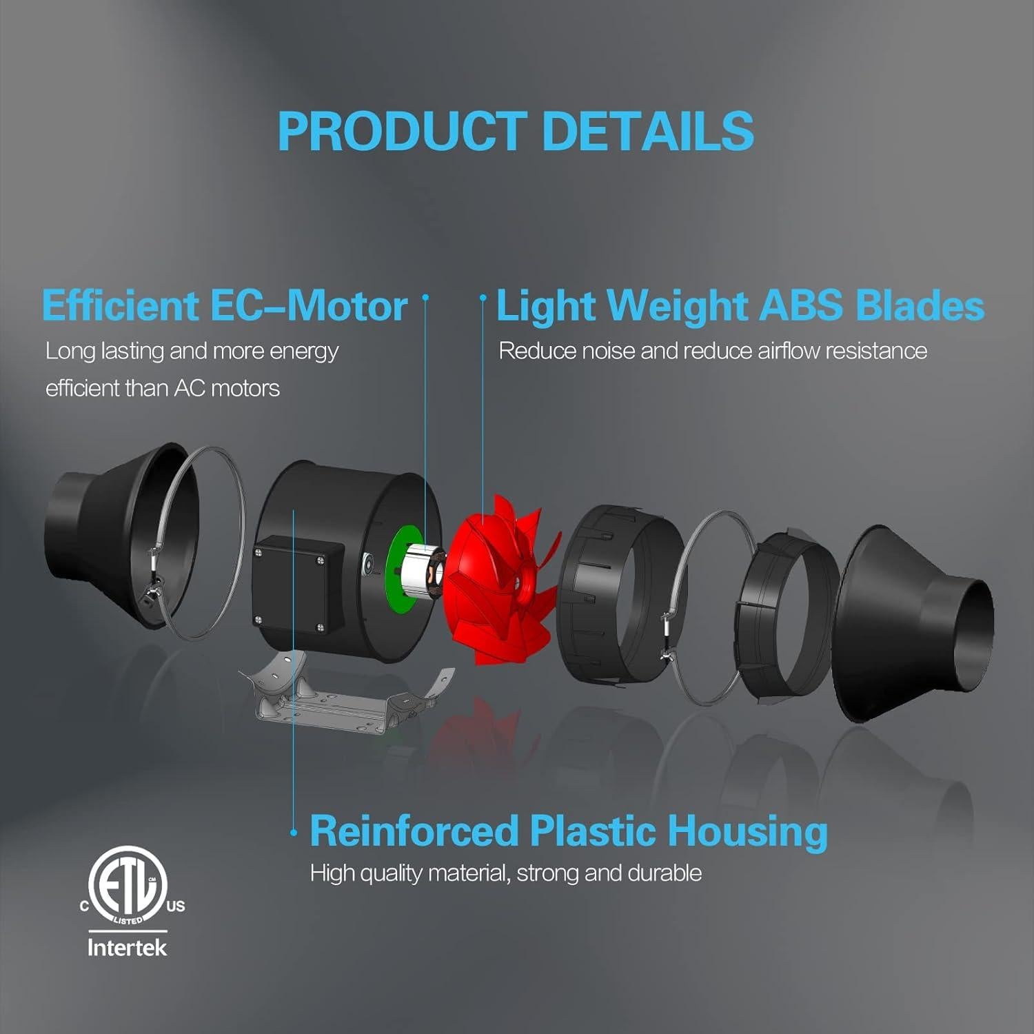 Ventilador de Conducto Inline 10 cm iPower con Control APP