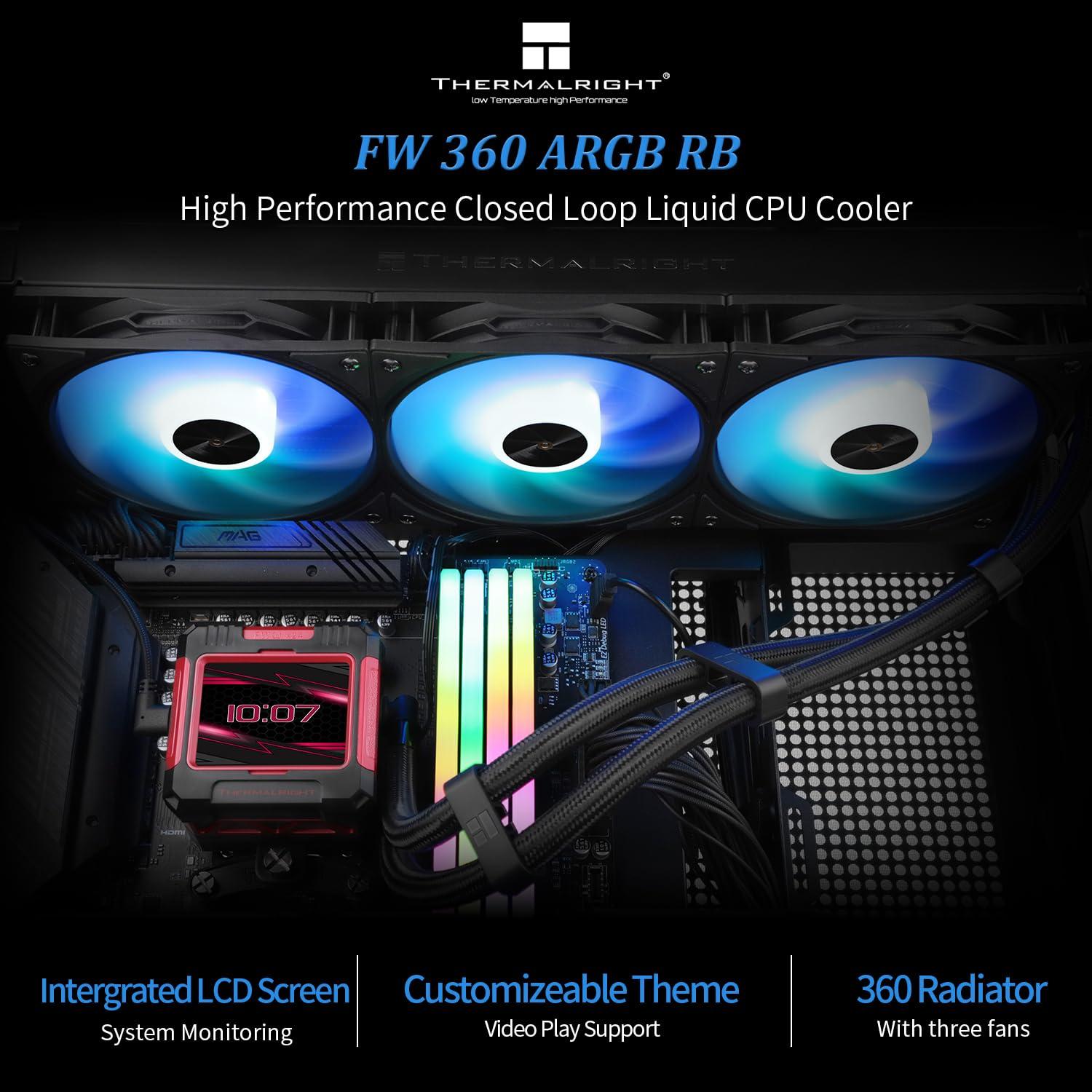 Enfriador Líquido CPU Thermalright FW360 ARGB 360mm con Pantalla LCD