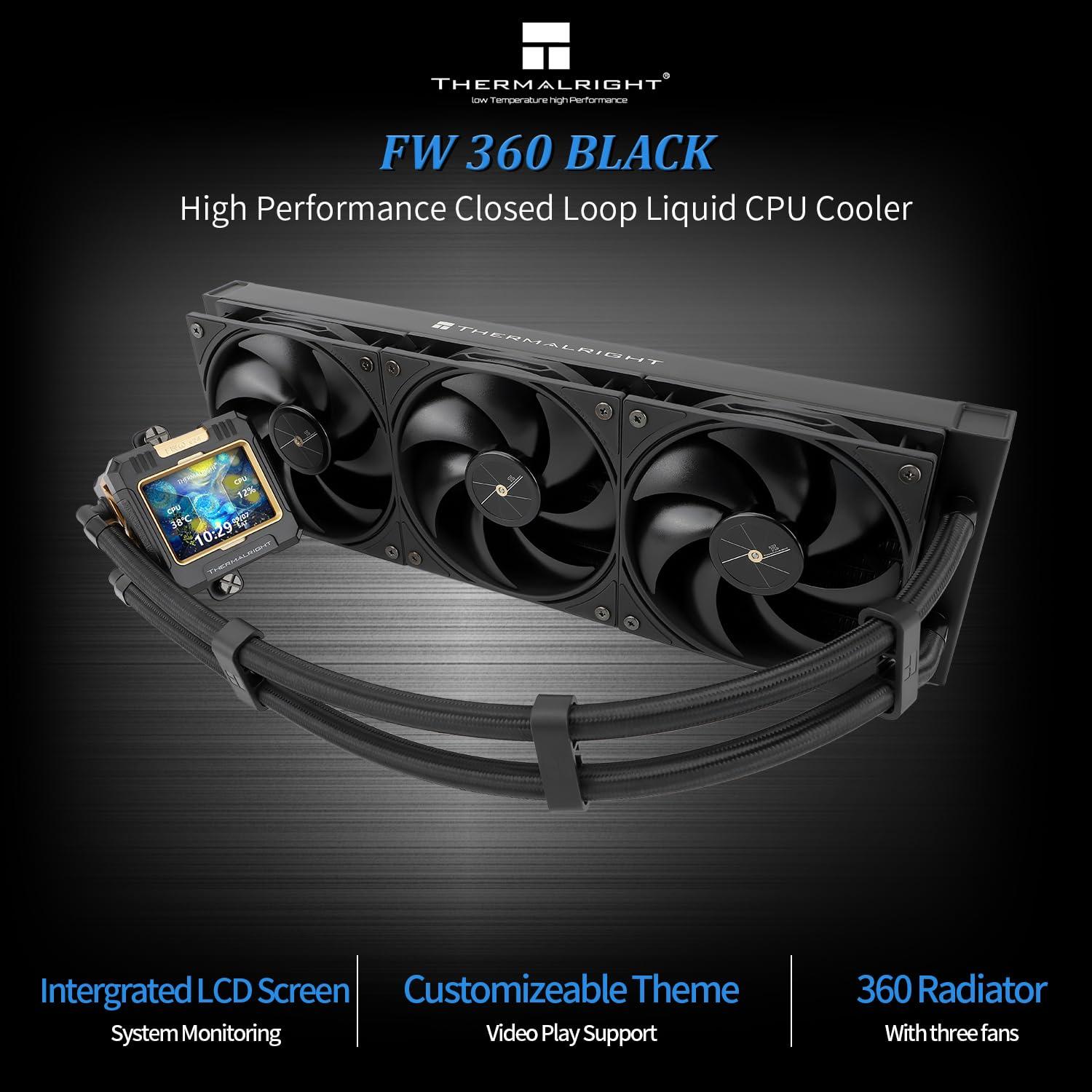 Enfriador AIO Thermalright FW360 Black 360mm con Pantalla LCD