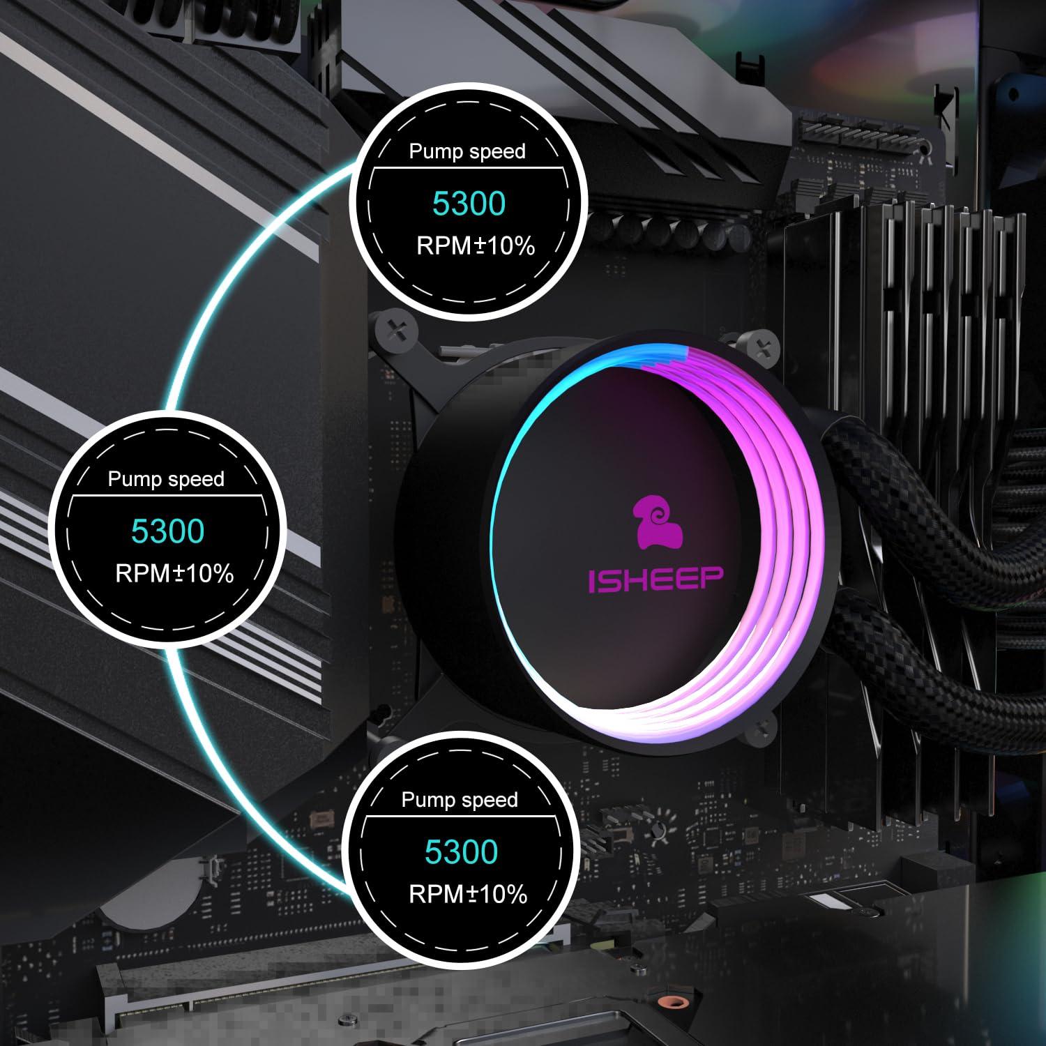 Enfriador de CPU Líquido AIO ISHEEP 360mm ARGB Silencioso