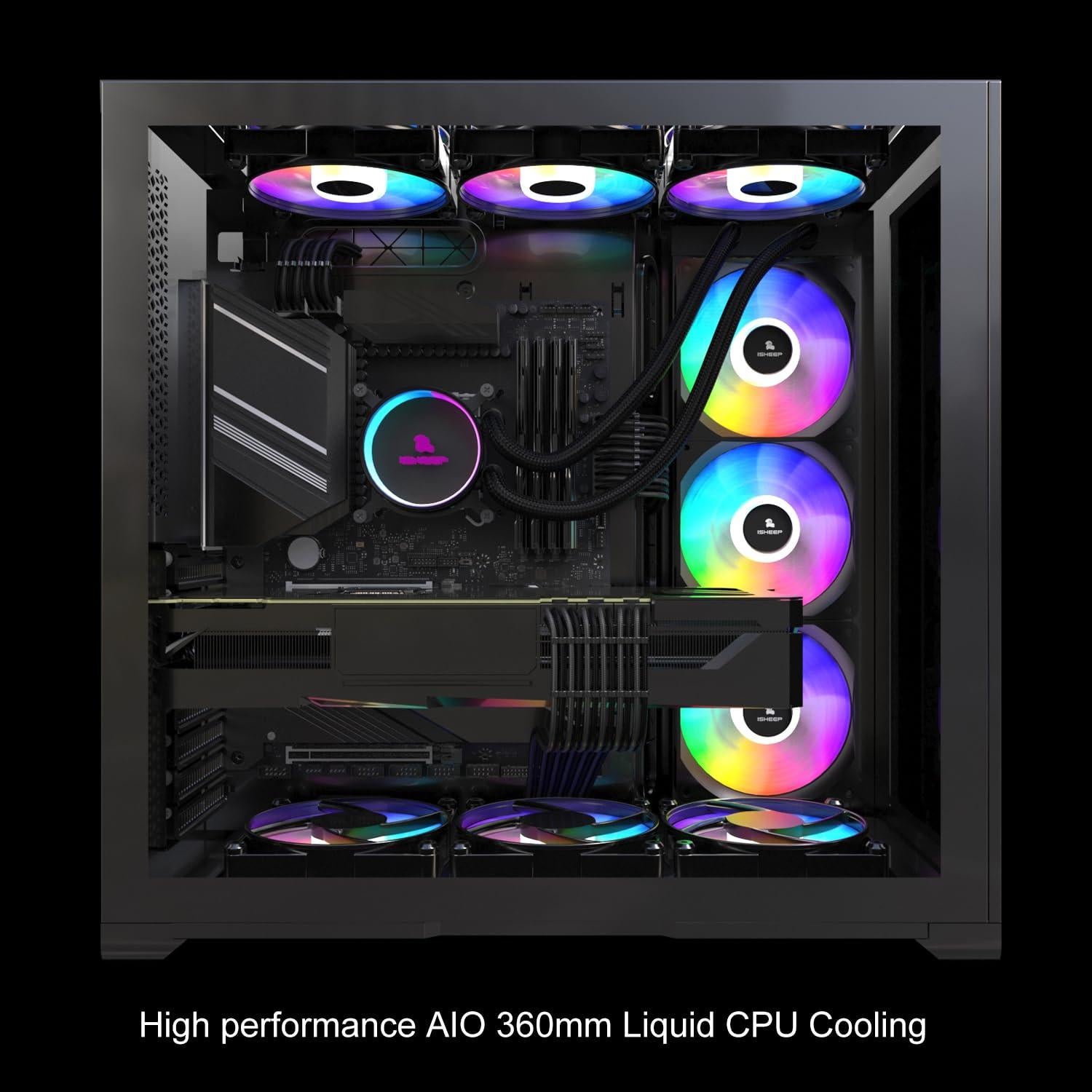 Enfriador de CPU Líquido AIO ISHEEP 360mm ARGB Silencioso