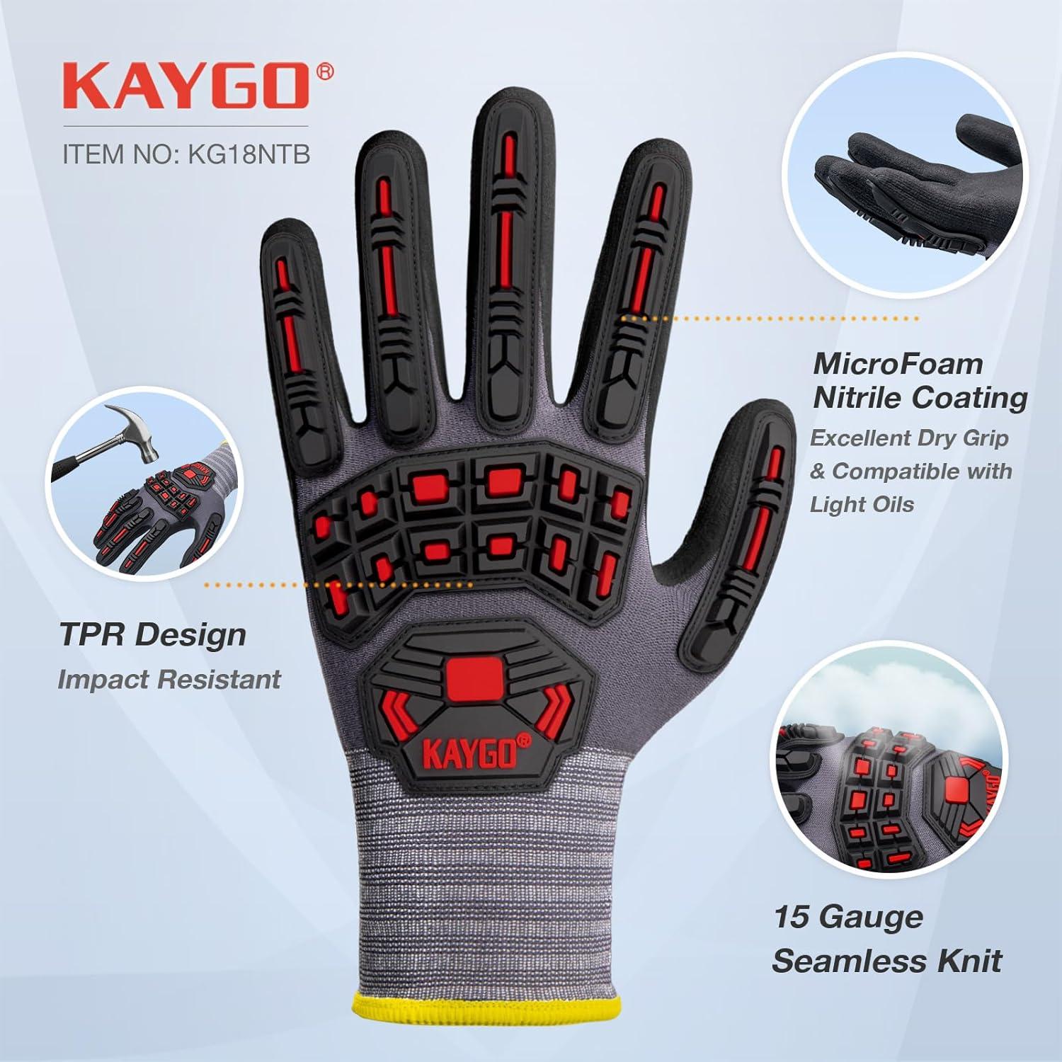 Guantes de Trabajo KAYGO KG18N 3 Pares Impacto Nitrilo