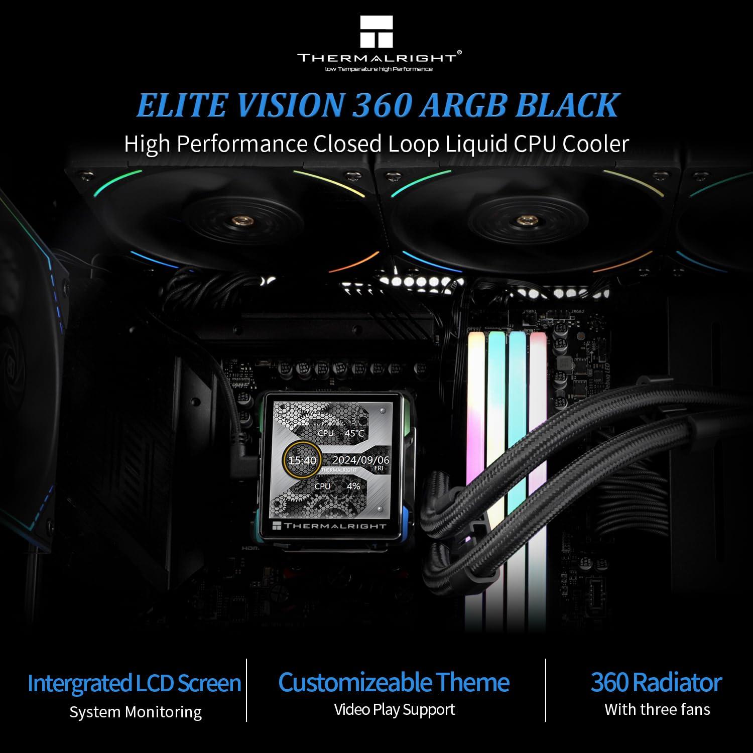 Enfriador Líquido AIO Thermalright Elite Vision 360 ARGB Negro