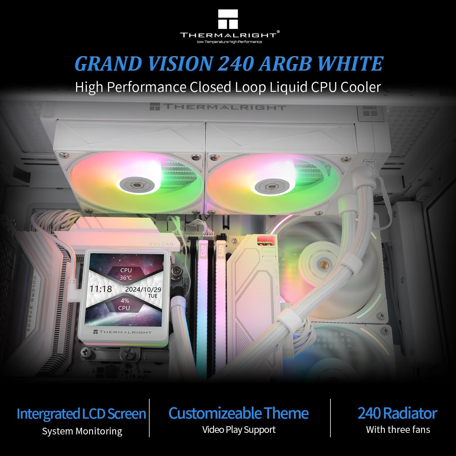 Enfriador AIO CPU Thermalright Grand Vision 240 ARGB Blanco