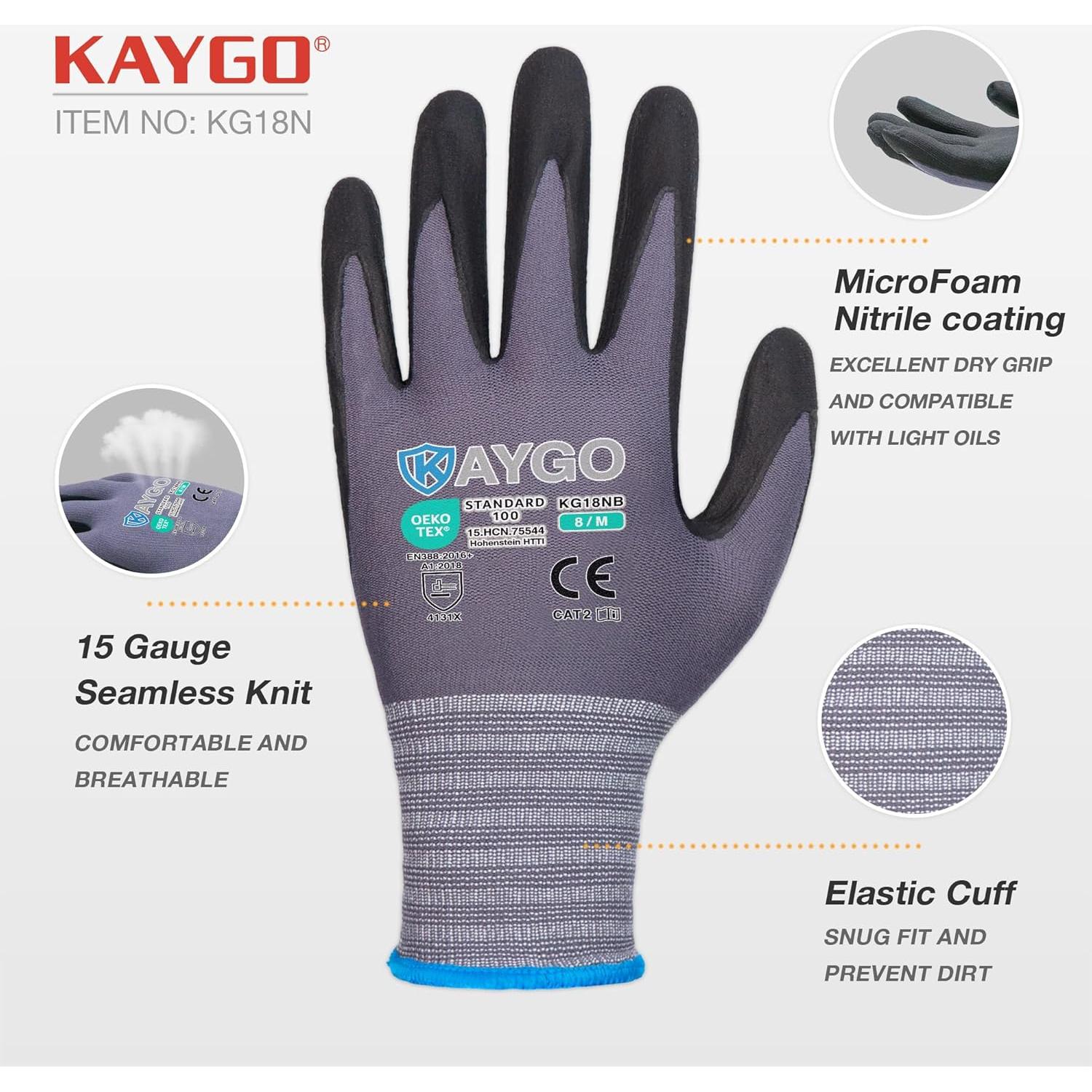 Guantes de Trabajo KAYGO KG18NB Nitrilo MicroFoam 12 Pares