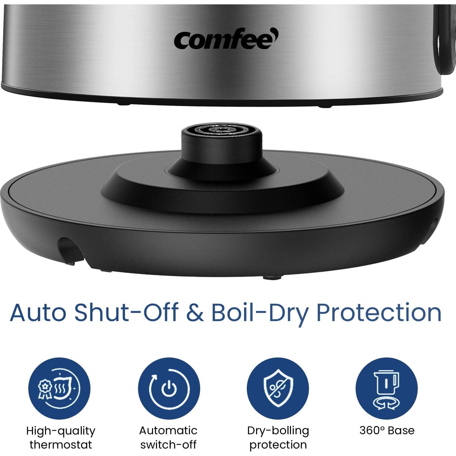 Hervidor Eléctrico COMFEE 1.7L Acero Inoxidable 1500W