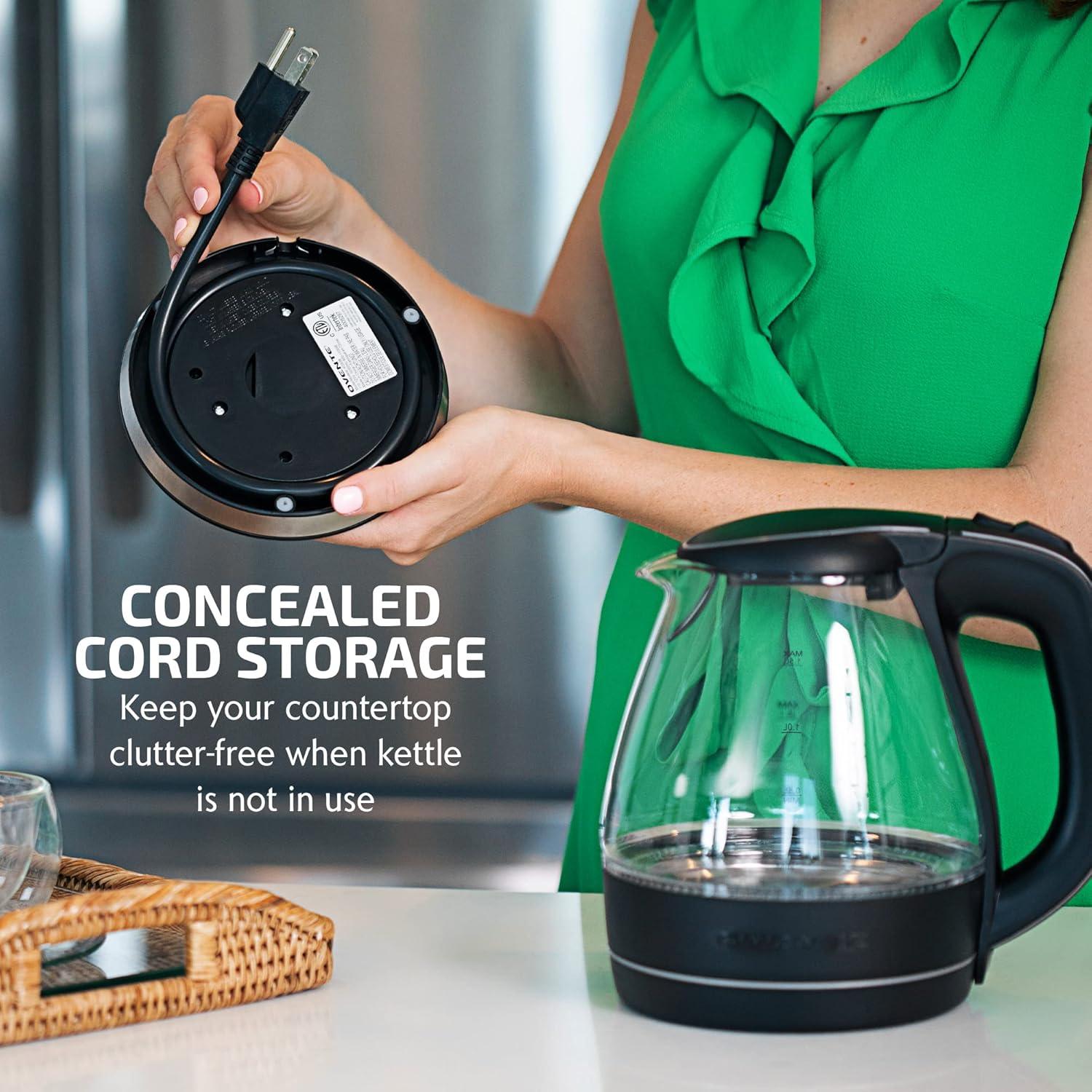 Hervidor Eléctrico OVENTE KG83B 1.5L Vidrio Borosilicato Negro