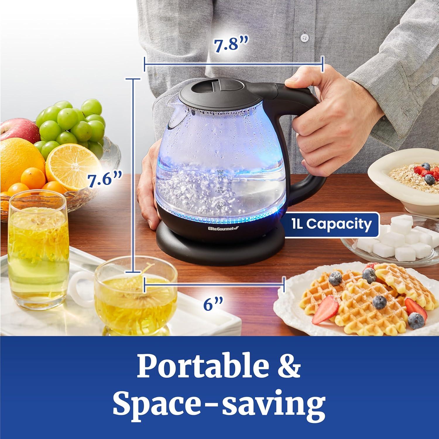 Hervidor Eléctrico Elite Gourmet EKT1001 1L Inalámbrico 1100W