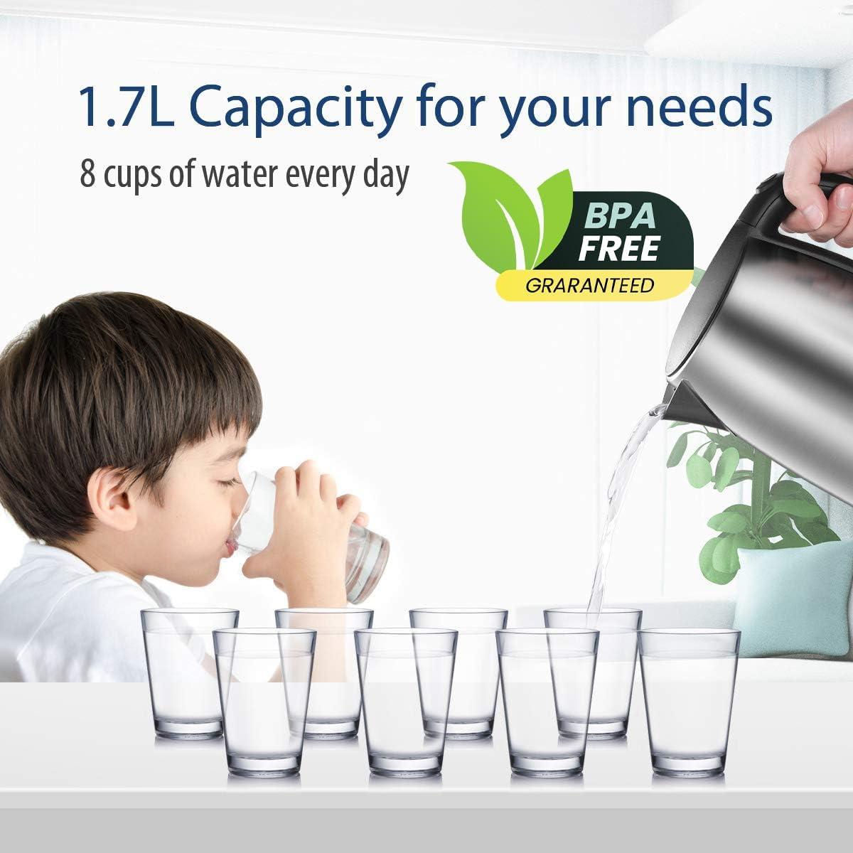 Hervidor Eléctrico COMFEE' de Acero Inoxidable 1.7L 1500W