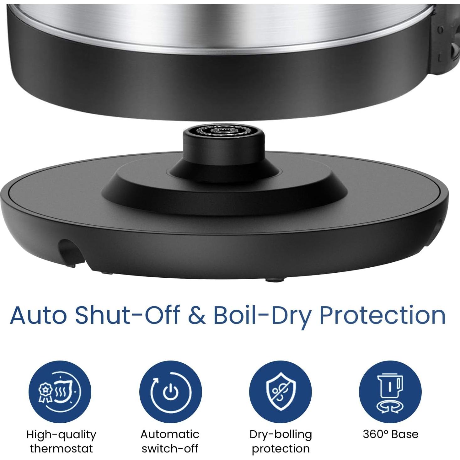 Hervidor Eléctrico COMFEE' de Acero Inoxidable 1.7L 1500W