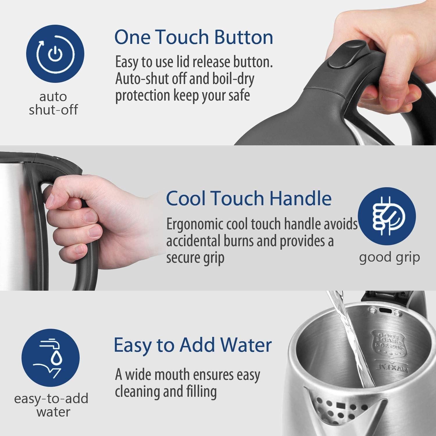 Hervidor Eléctrico COMFEE' de Acero Inoxidable 1.7L 1500W