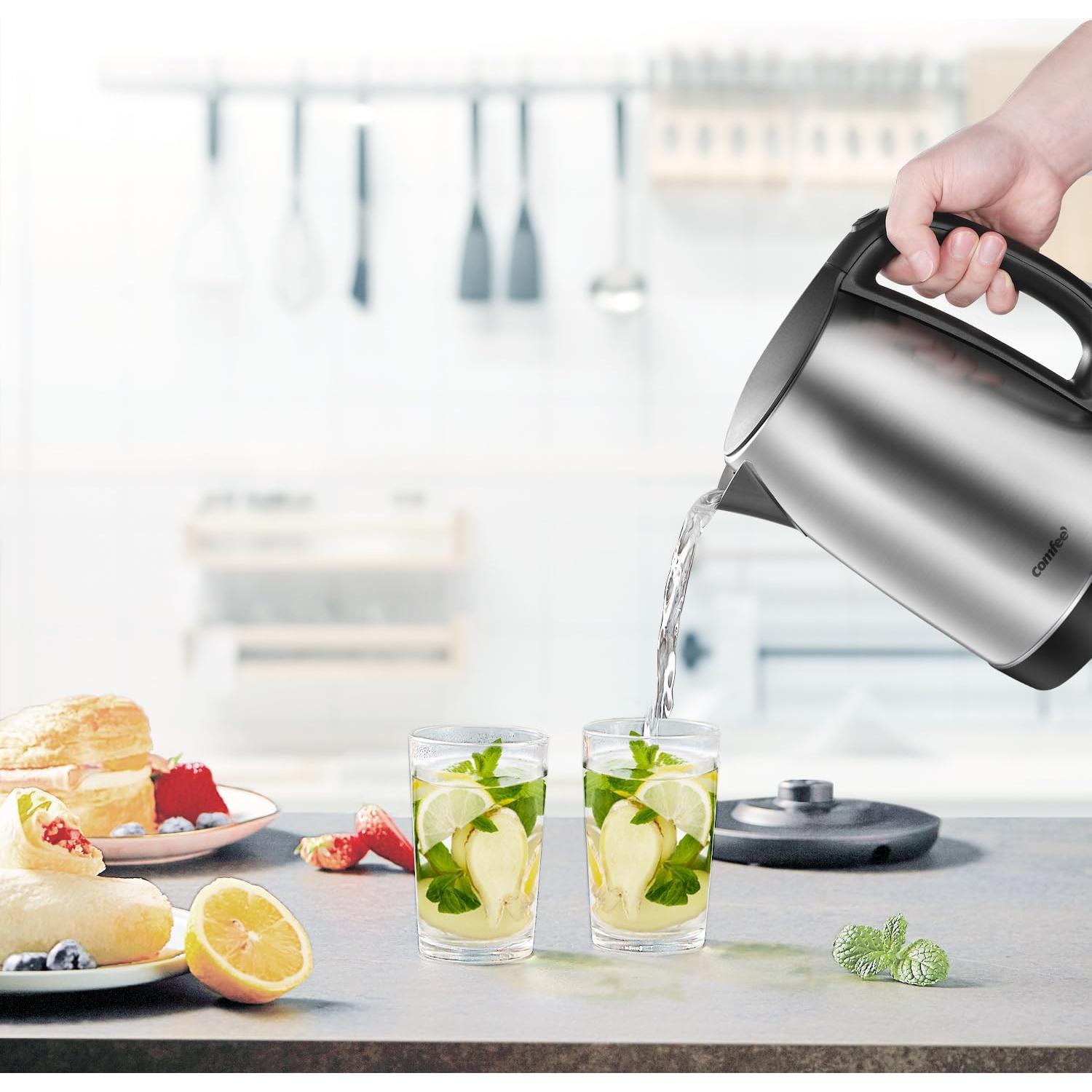 Hervidor Eléctrico COMFEE' de Acero Inoxidable 1.7L 1500W