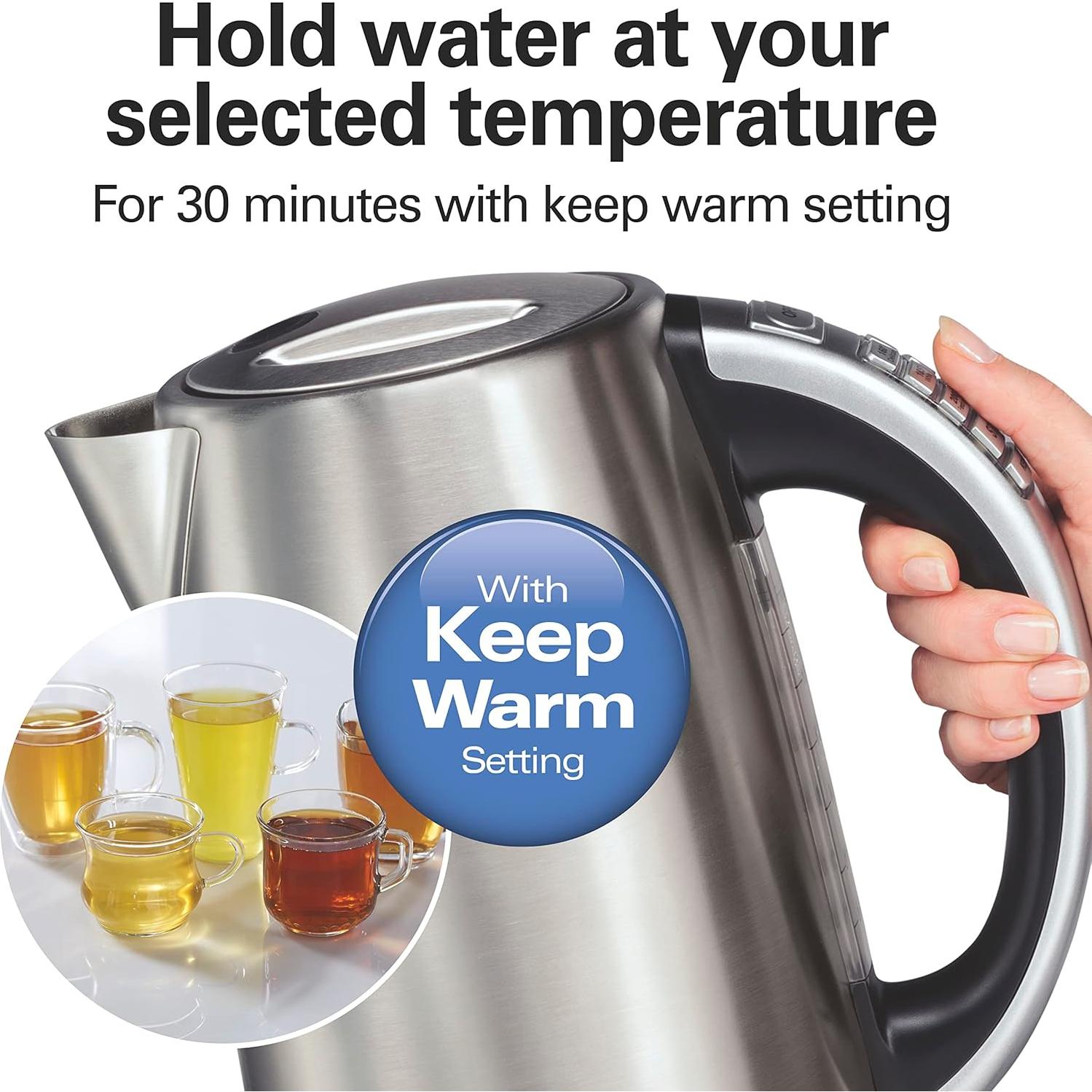 Hervidor eléctrico Hamilton Beach 1.7L acero inoxidable 1500W