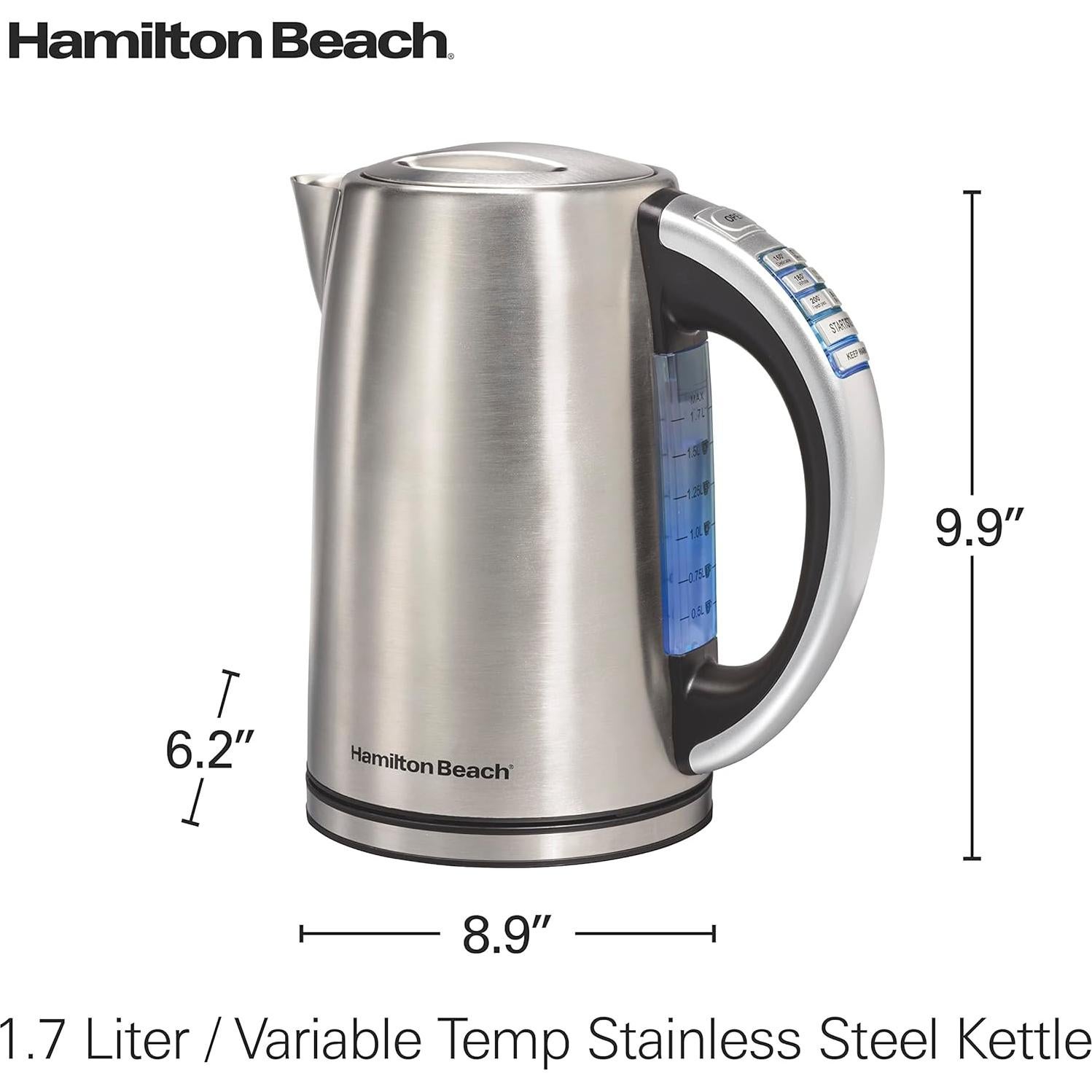 Hervidor eléctrico Hamilton Beach 1.7L acero inoxidable 1500W