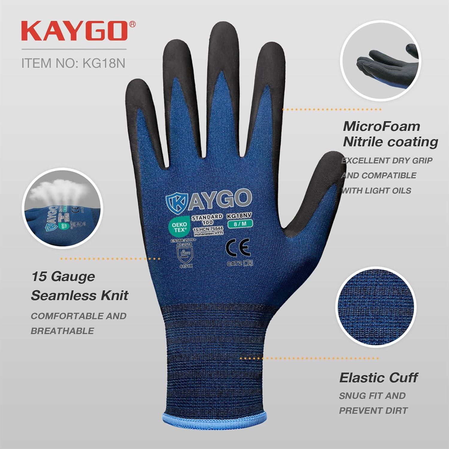 Guantes de Trabajo KAYGO KG18NB Nitrilo MicroFoam XL 12 Pares