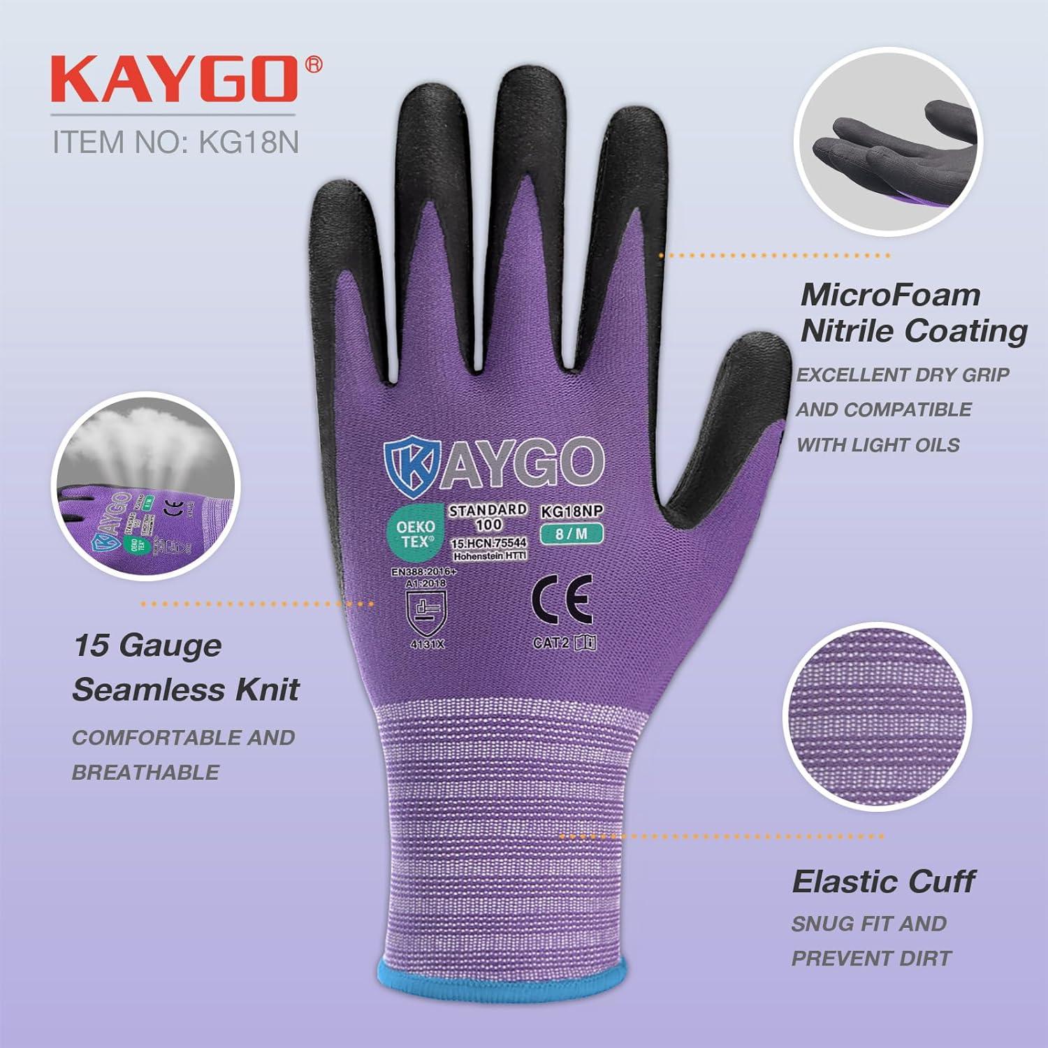 Guantes de Trabajo KAYGO KG18NB Nitrilo Transpirables 3 Pares