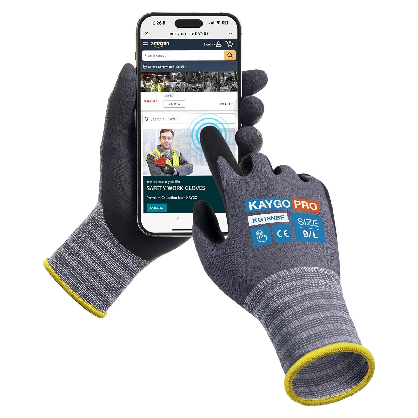 Guantes de Trabajo KAYGO KG18NB Nitrilo Táctiles 3 Pares