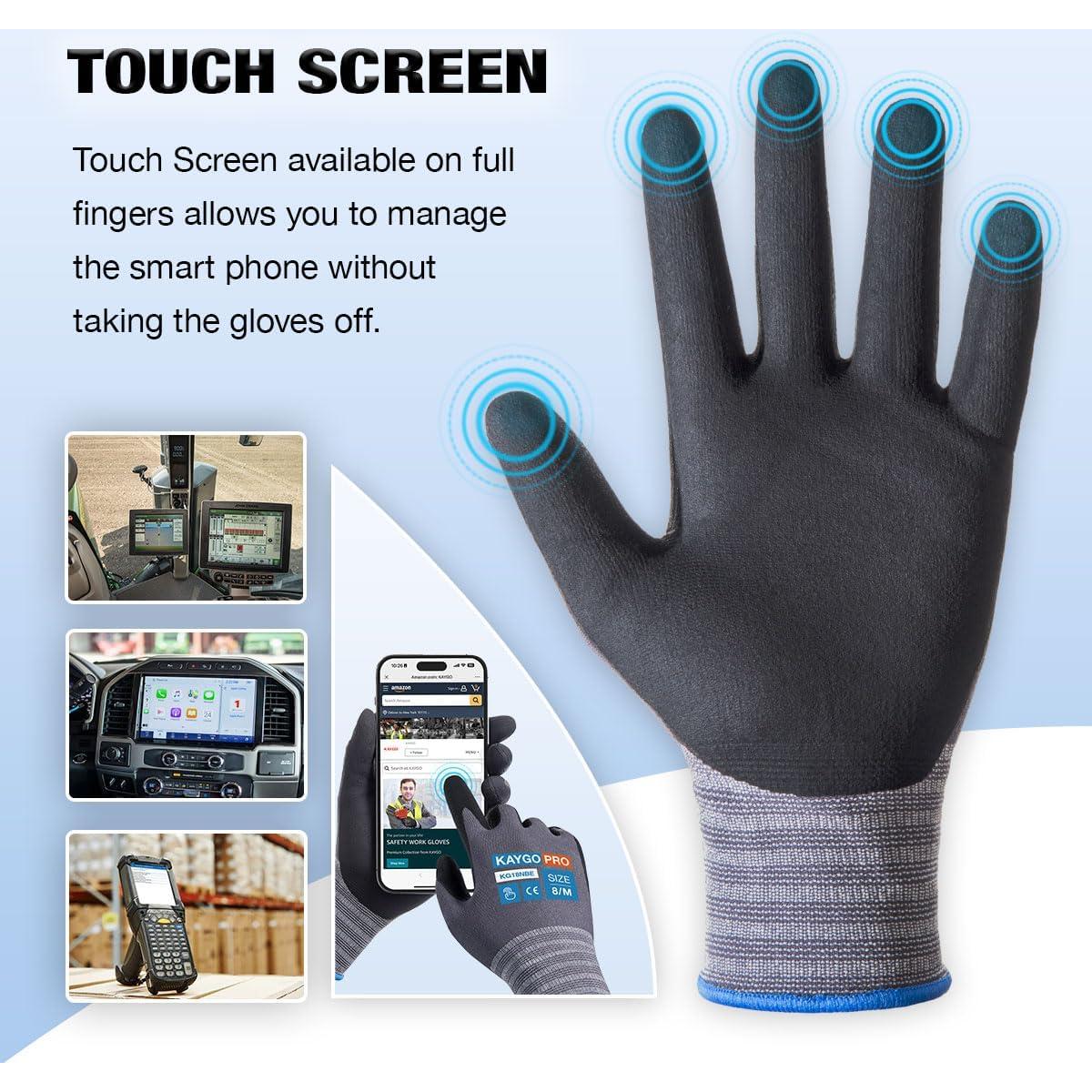 Guantes de Trabajo KAYGO KG18NB Nitrilo Táctiles 3 Pares