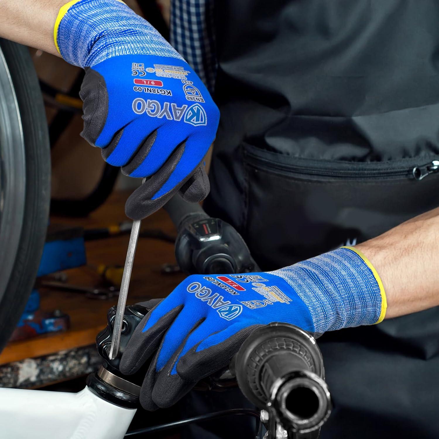 Guantes de Trabajo KAYGO KG18NB Nitrilo MicroFoam Azul M