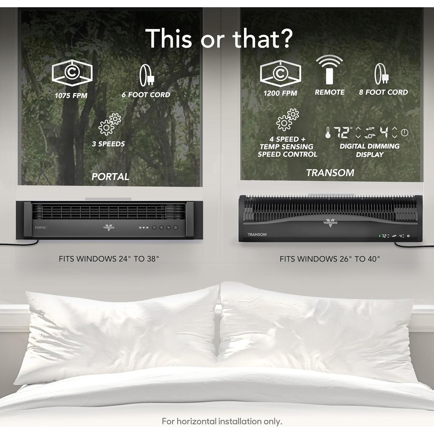 Ventilador de Ventana Vornado PORTAL® 3 Velocidades Negro