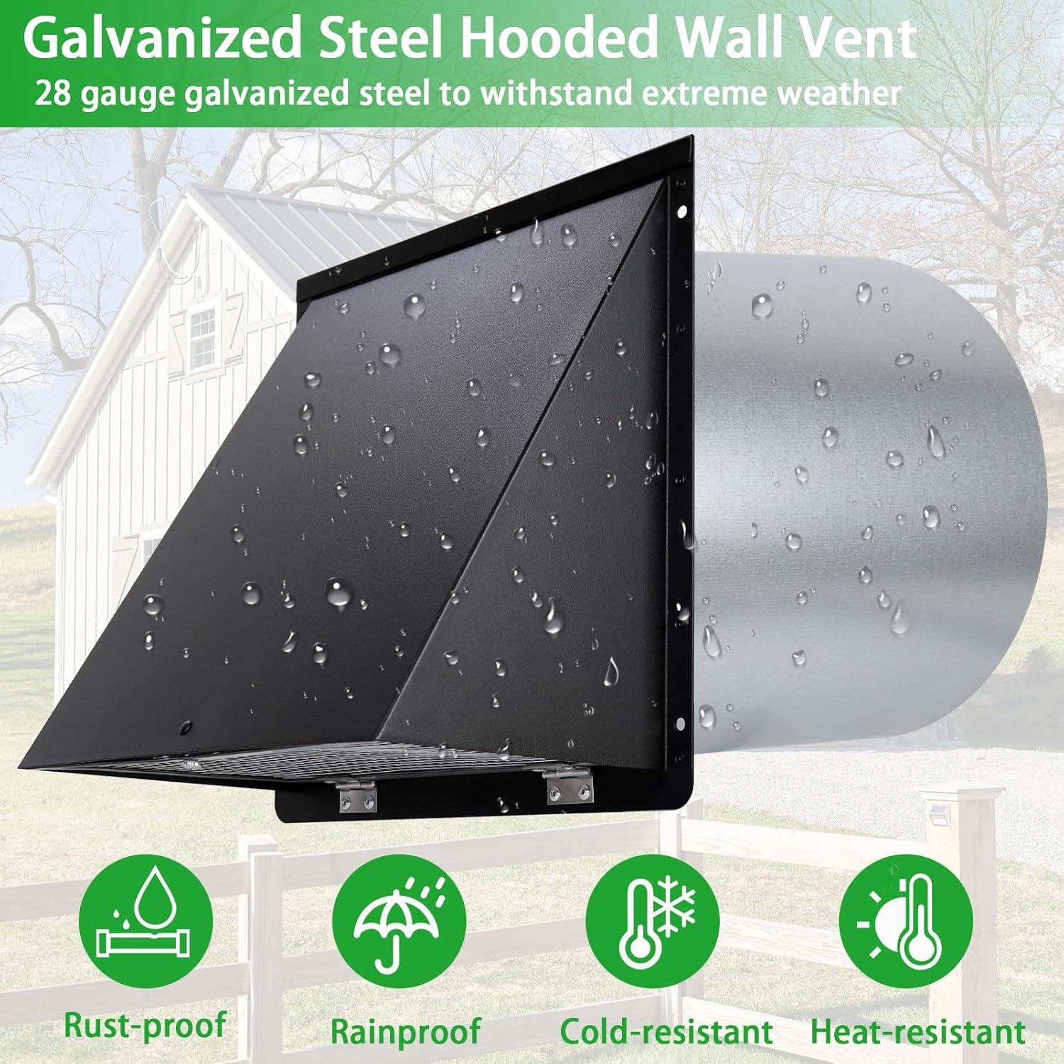 Cubierta de Ventilación de Pared JYINCPED 10 cm Negra