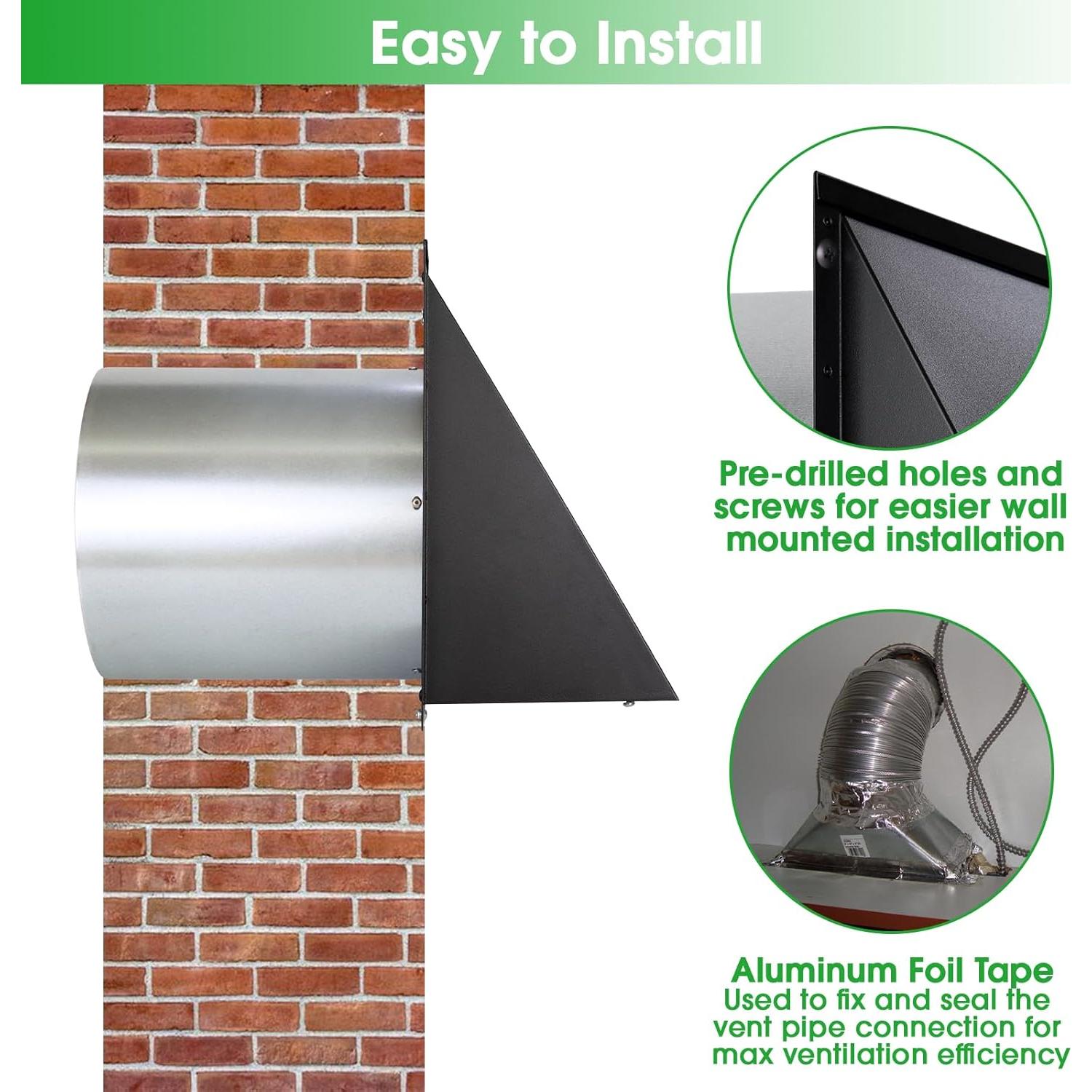 Cubierta de Ventilación de Pared JYINCPED 10 cm Negra