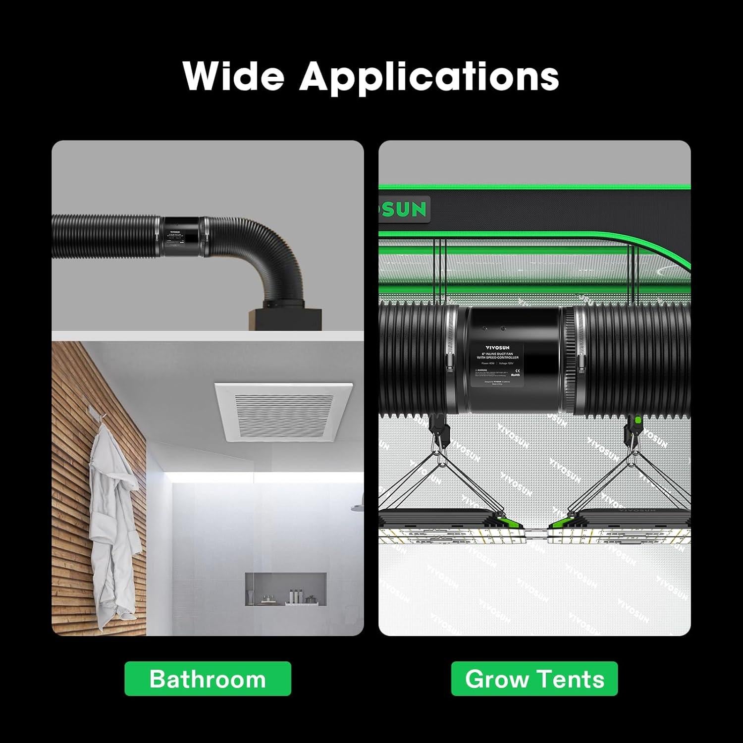 Ventilador de Conducto VIVOSUN 6" 275 CFM con Controlador