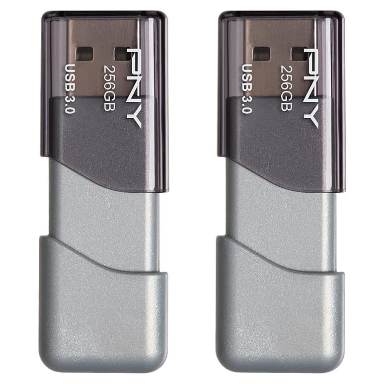 PNY Turbo Attaché 3 USB 3.0 Flash Drive 256GB Plata (Paquete de 2)